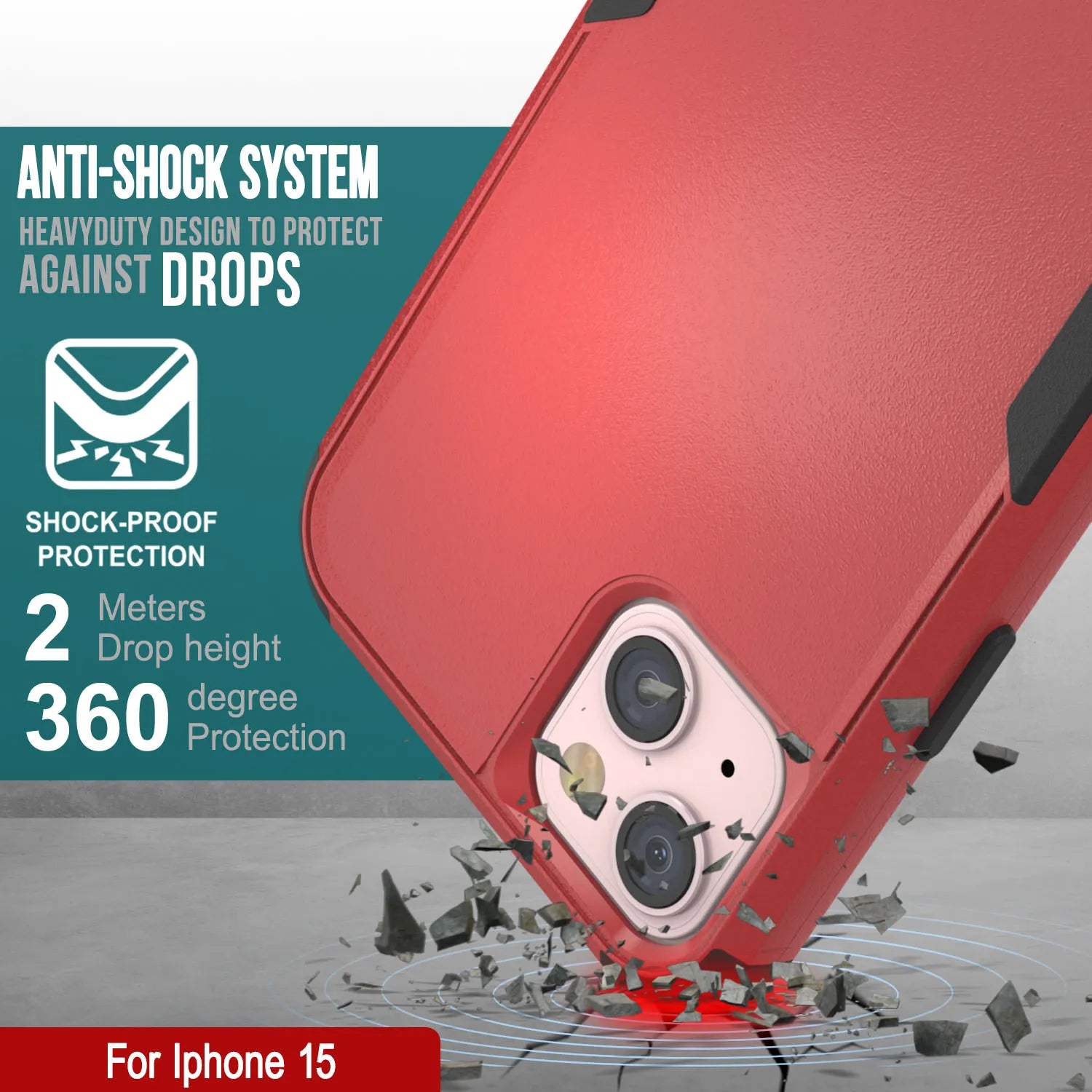 Punkcase for iPhone 15 Belt Clip Multilayer Holster Case [Patron Series] [Red-Black]