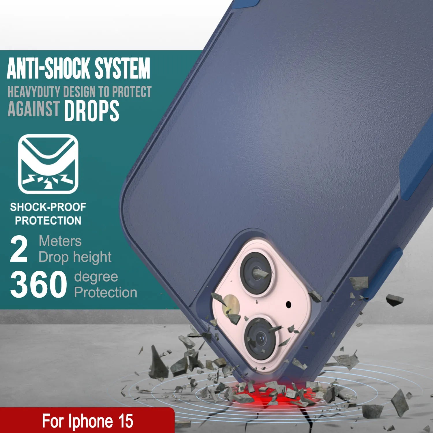 Punkcase for iPhone 15 Belt Clip Multilayer Holster Case [Patron Series] [Navy]