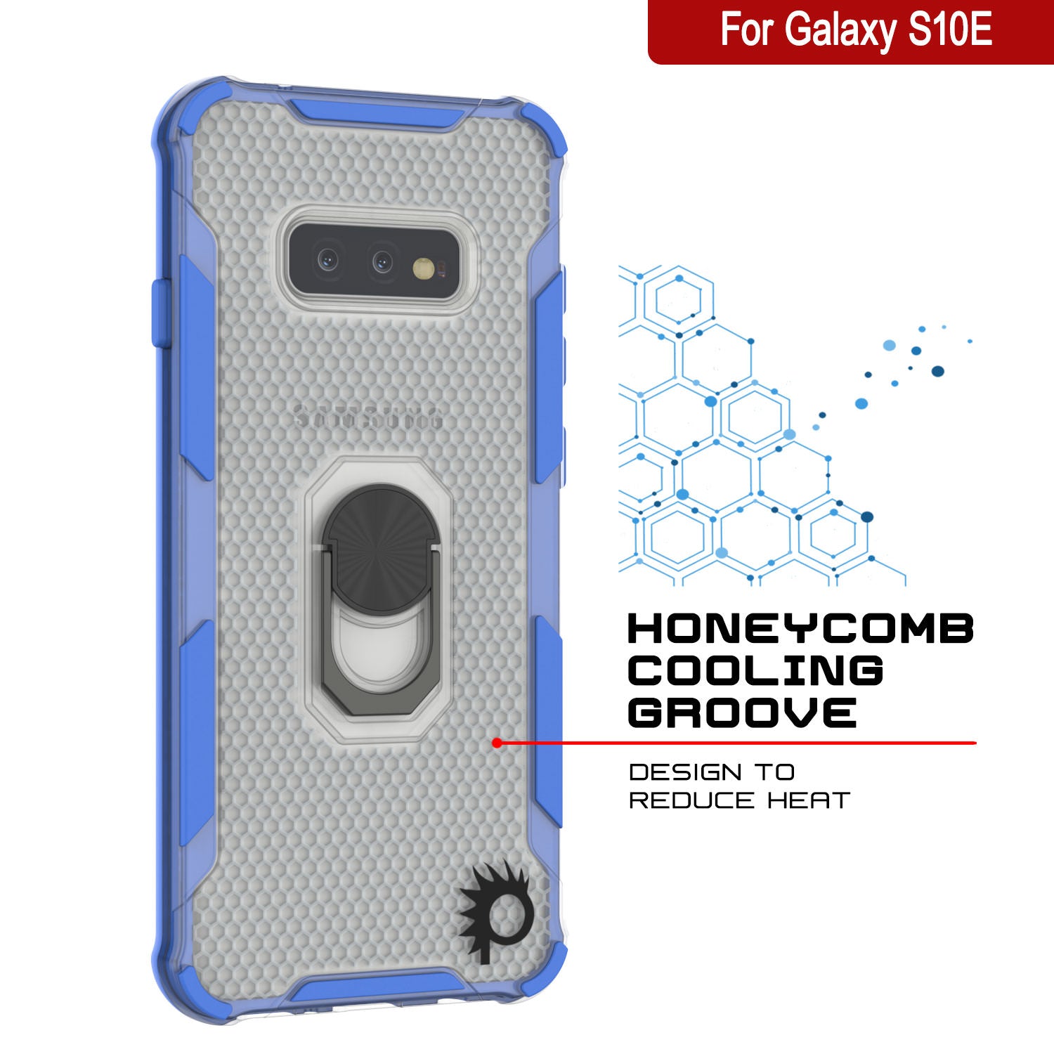 Punkcase Galaxy S10e Case [Magnetix 2.0 Series] Clear Protective TPU Cover W/Kickstand [Blue]