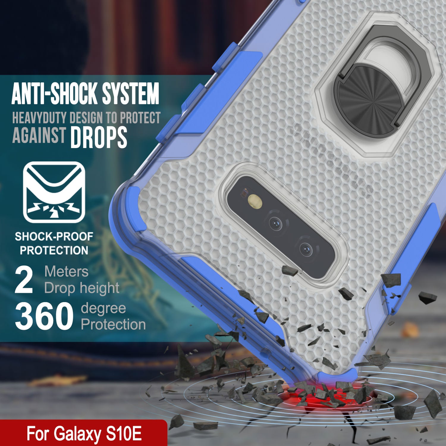 Punkcase Galaxy S10e Case [Magnetix 2.0 Series] Clear Protective TPU Cover W/Kickstand [Blue]