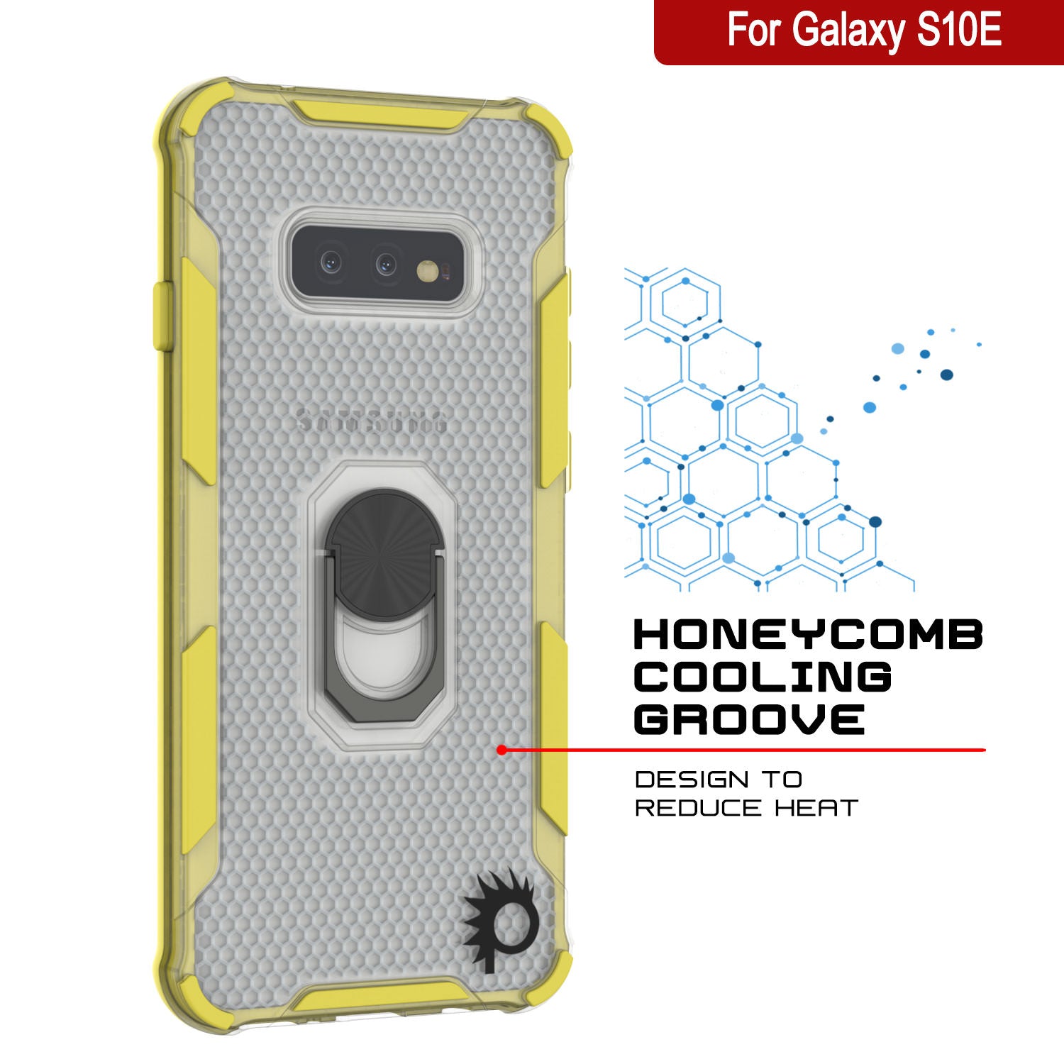 Punkcase Galaxy S10e Case [Magnetix 2.0 Series] Clear Protective TPU Cover W/Kickstand [Yellow]