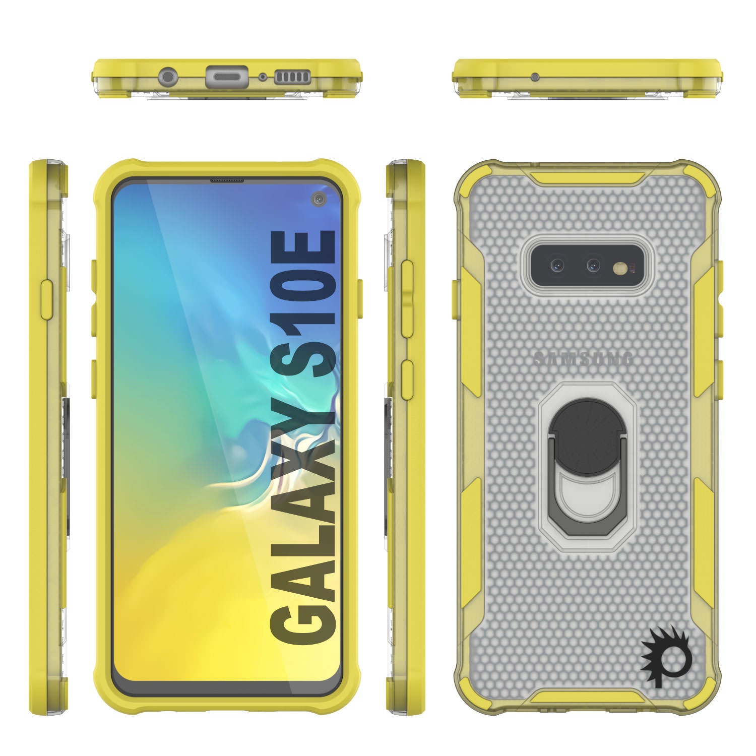 Punkcase Galaxy S10e Case [Magnetix 2.0 Series] Clear Protective TPU Cover W/Kickstand [Yellow]