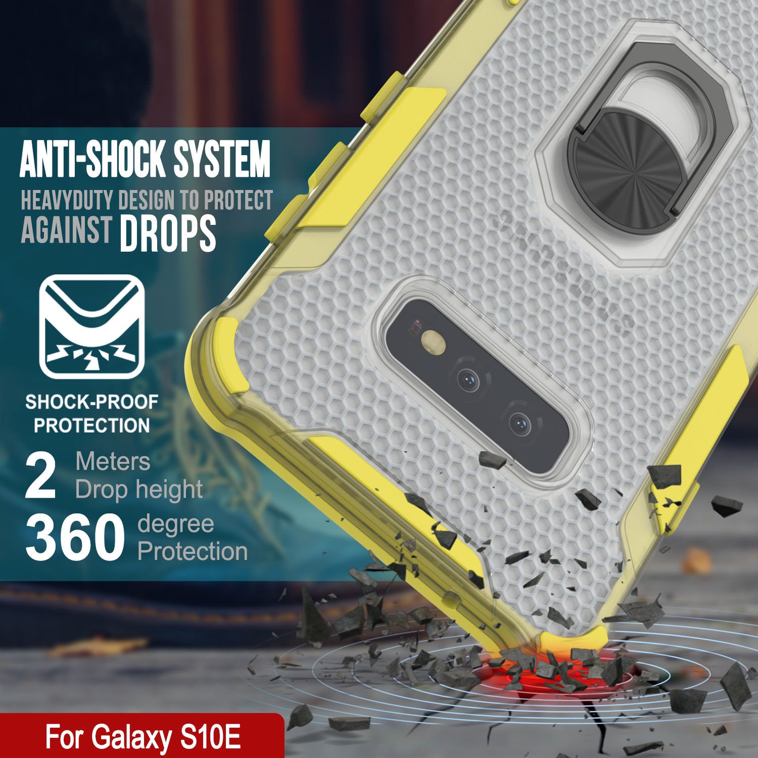 Punkcase Galaxy S10e Case [Magnetix 2.0 Series] Clear Protective TPU Cover W/Kickstand [Yellow]