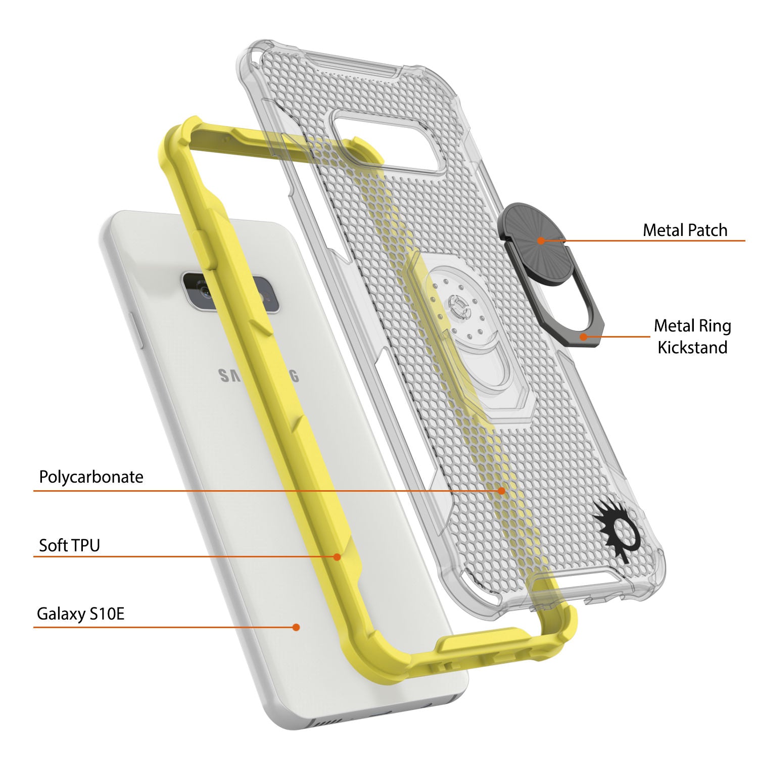 Punkcase Galaxy S10e Case [Magnetix 2.0 Series] Clear Protective TPU Cover W/Kickstand [Yellow]