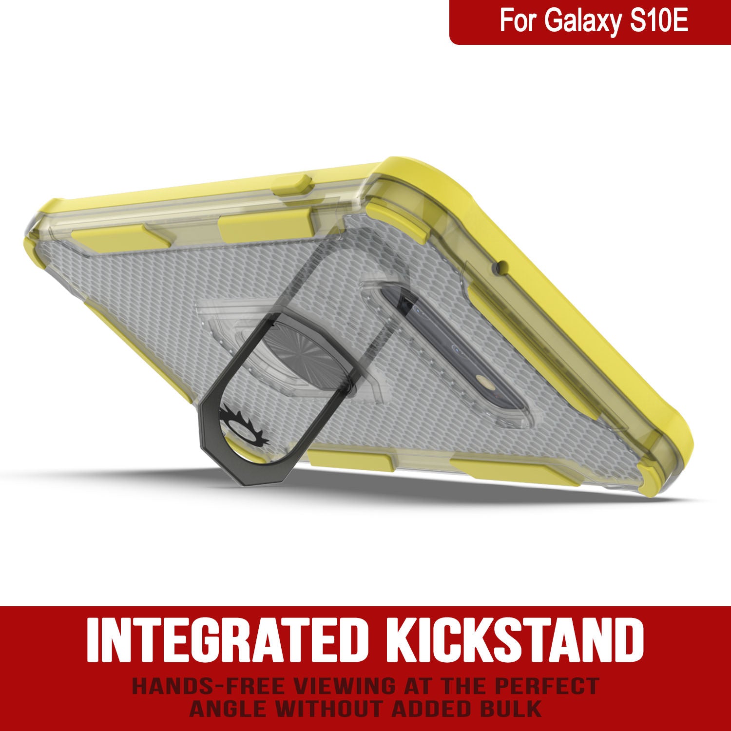 Punkcase Galaxy S10e Case [Magnetix 2.0 Series] Clear Protective TPU Cover W/Kickstand [Yellow]