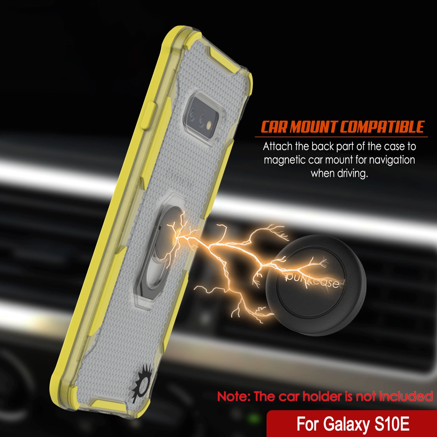 Punkcase Galaxy S10e Case [Magnetix 2.0 Series] Clear Protective TPU Cover W/Kickstand [Yellow]