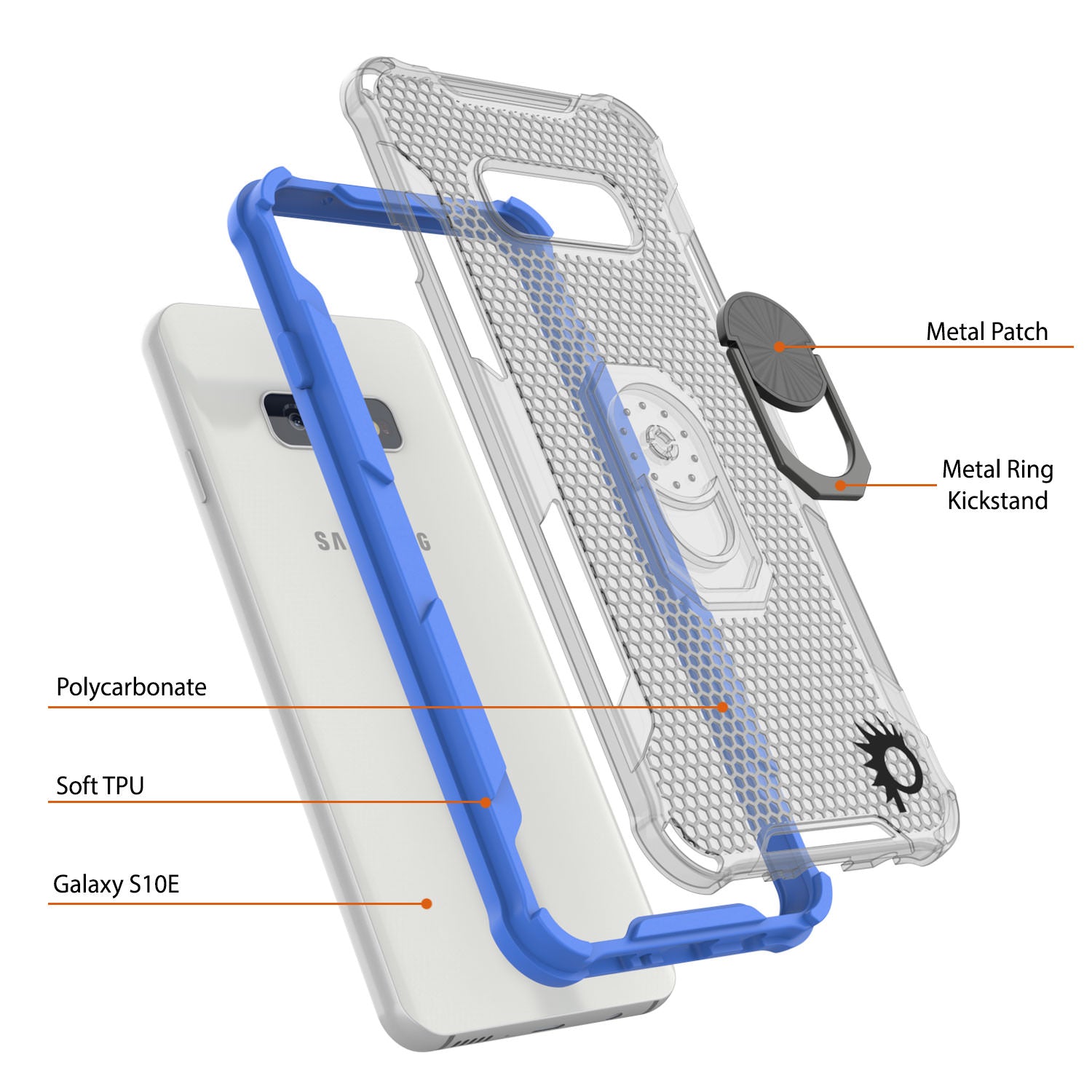Punkcase Galaxy S10e Case [Magnetix 2.0 Series] Clear Protective TPU Cover W/Kickstand [Blue]