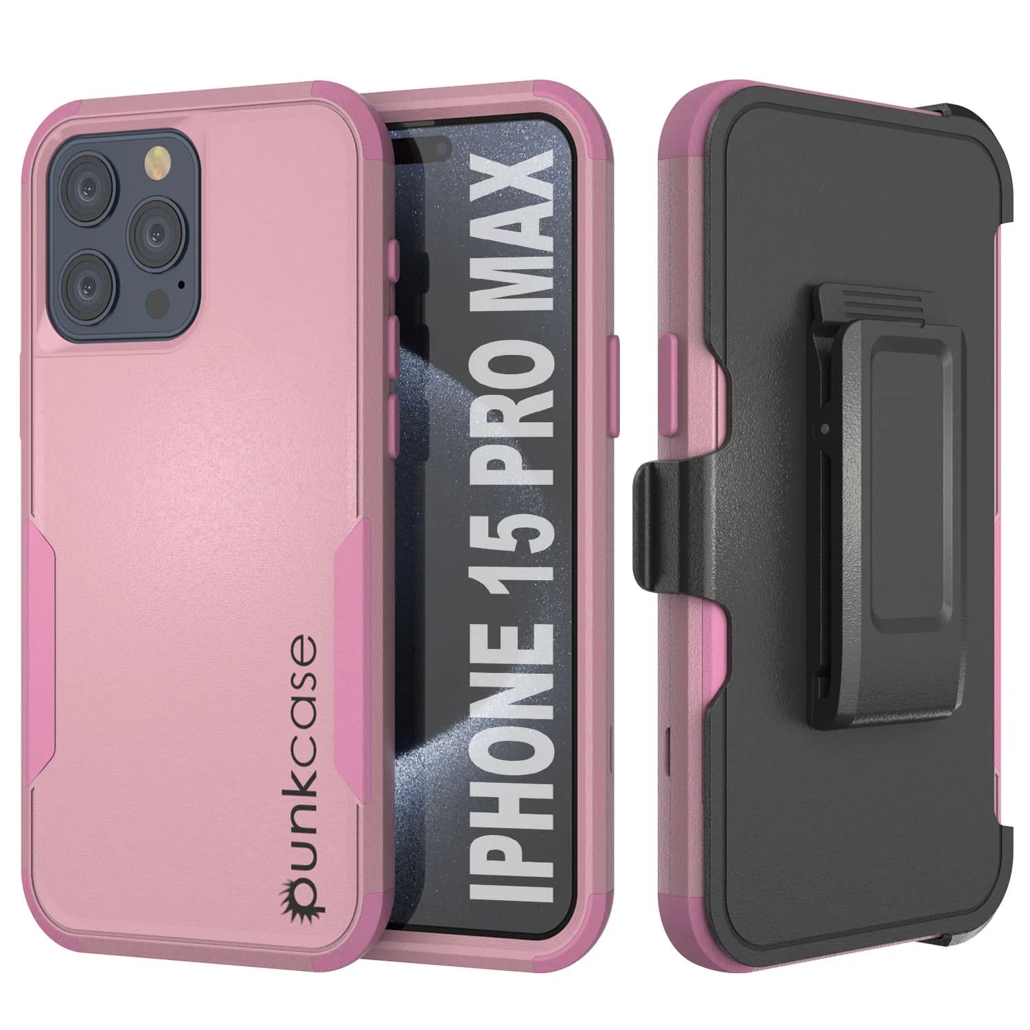 Punkcase for iPhone 15 Pro Max Belt Clip Multilayer Holster Case [Patron Series] [Pink]