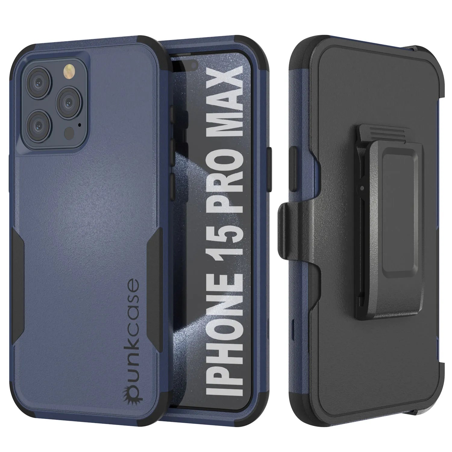 Punkcase for iPhone 15 Pro Max Belt Clip Multilayer Holster Case [Patron Series] [Navy Black]