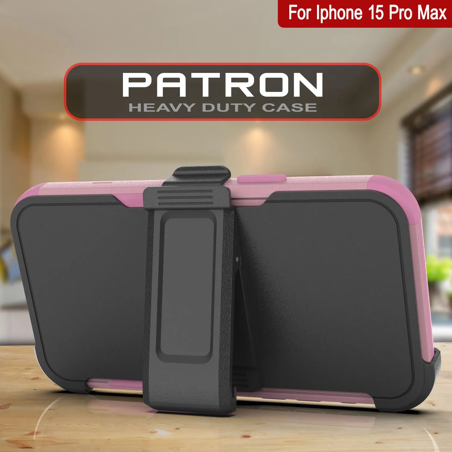 Punkcase for iPhone 15 Pro Max Belt Clip Multilayer Holster Case [Patron Series] [Pink]