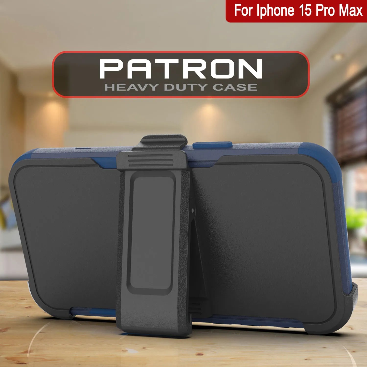 Punkcase for iPhone 15 Pro Max Belt Clip Multilayer Holster Case [Patron Series] [Navy]