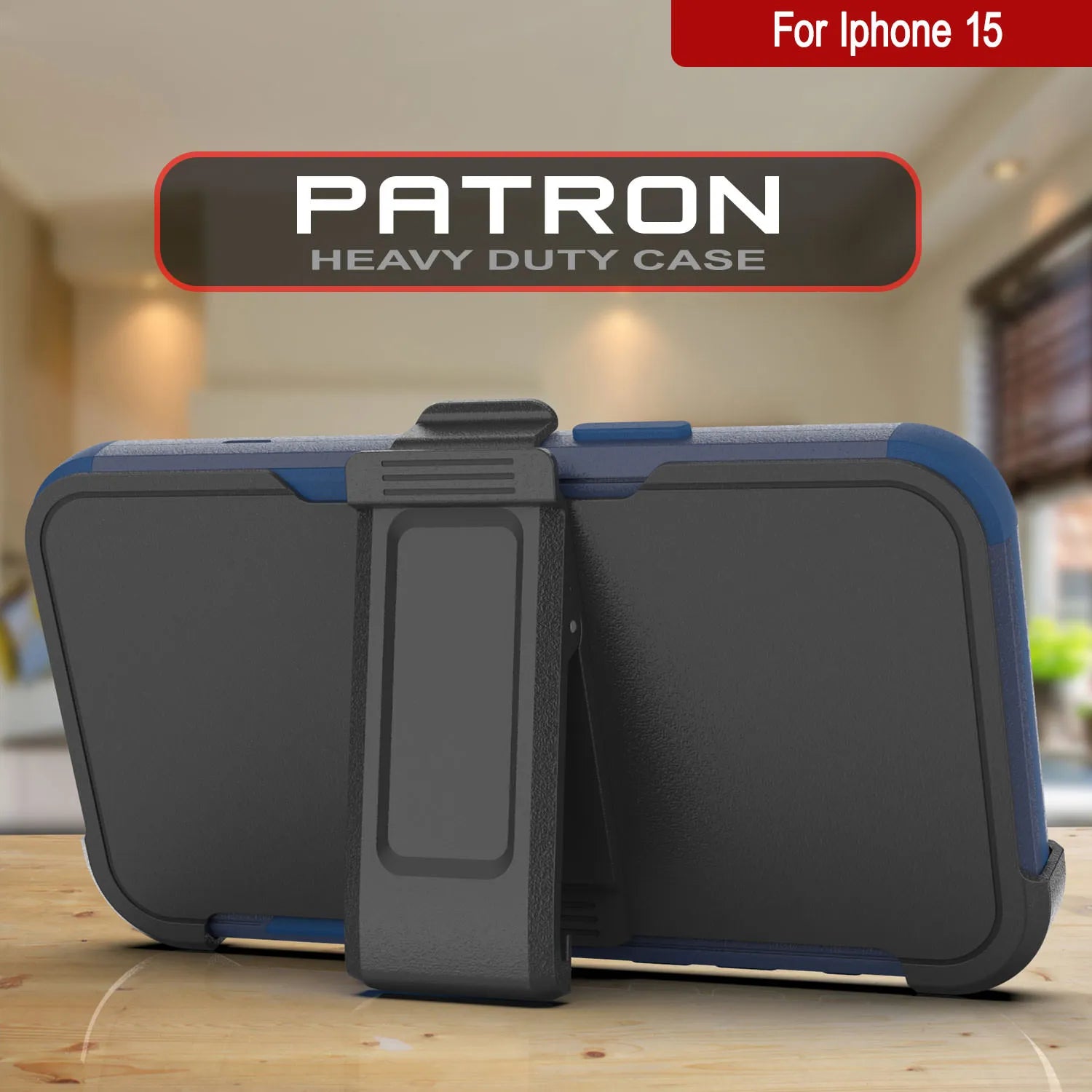 Punkcase for iPhone 15 Belt Clip Multilayer Holster Case [Patron Series] [Navy]