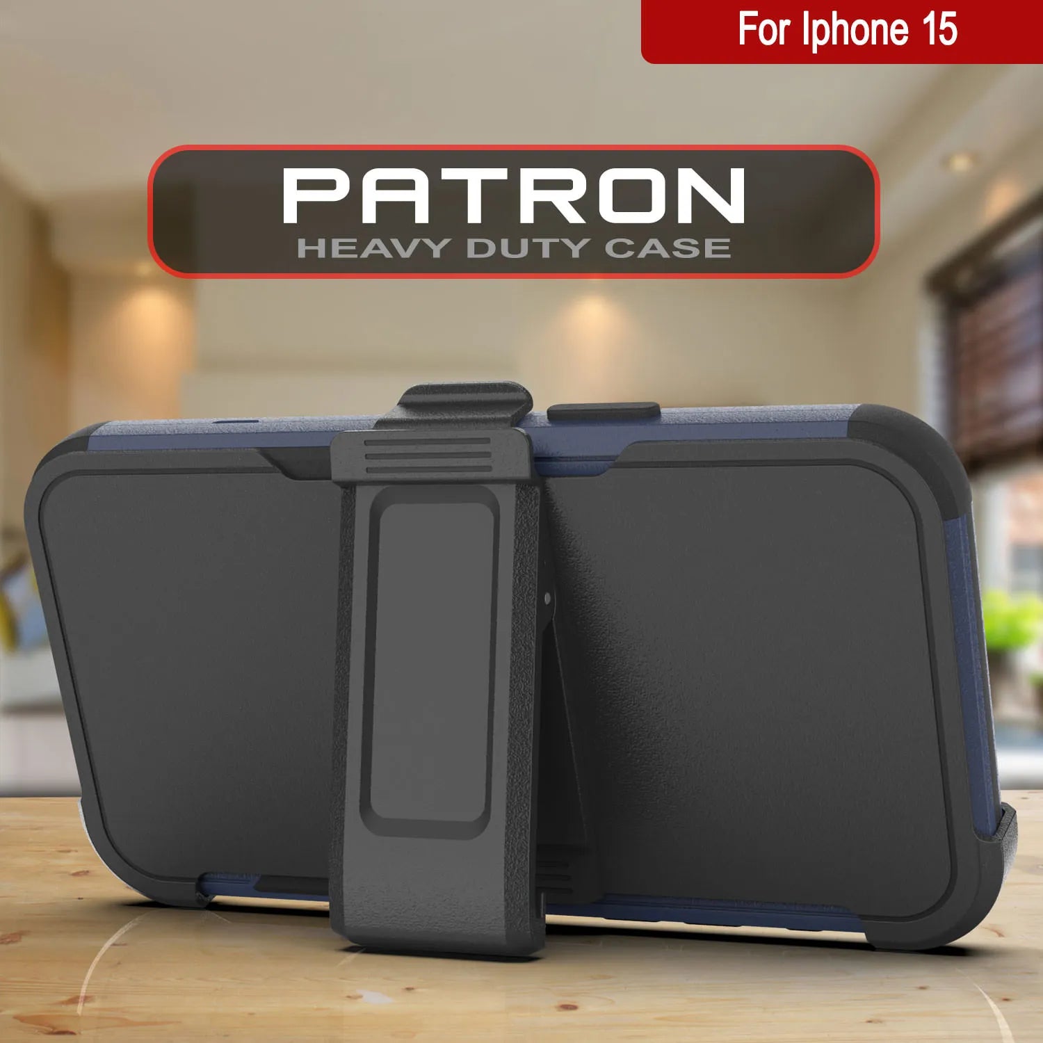 Punkcase for iPhone 15 Belt Clip Multilayer Holster Case [Patron Series] [Navy Black]