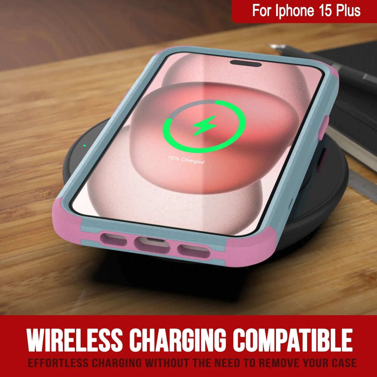 Punkcase for iPhone 15 Plus Belt Clip Multilayer Holster Case [Patron Series] [Mint-Pink]