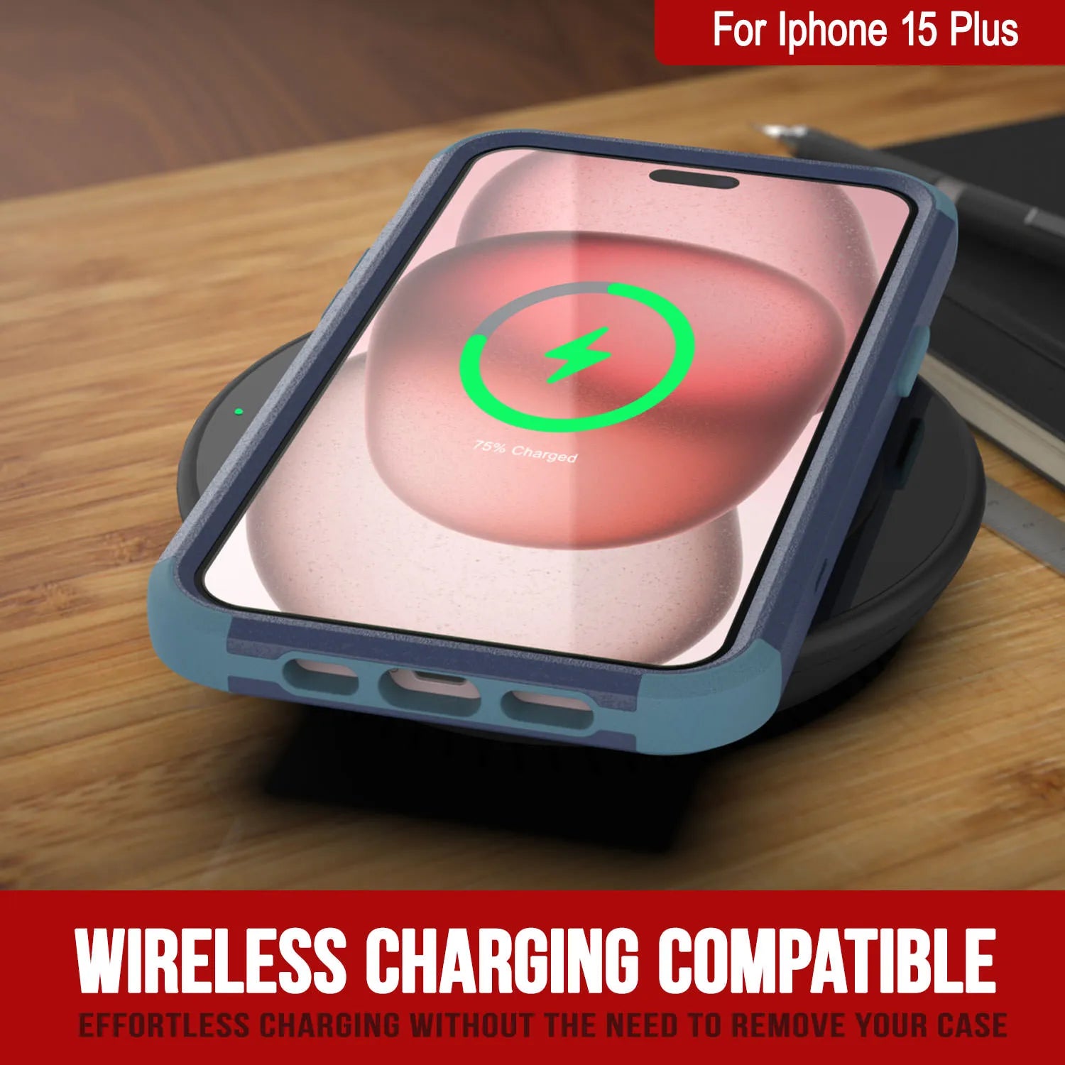 Punkcase for iPhone 15 Plus Belt Clip Multilayer Holster Case [Patron Series] [Navy Blue]