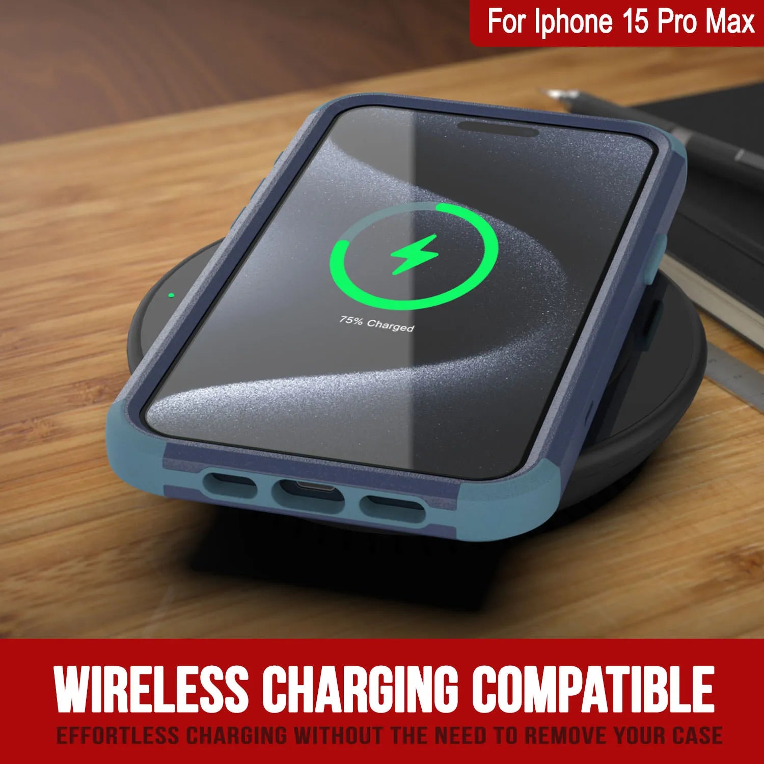 Punkcase for iPhone 15 Pro Max Belt Clip Multilayer Holster Case [Patron Series] [Navy Blue]