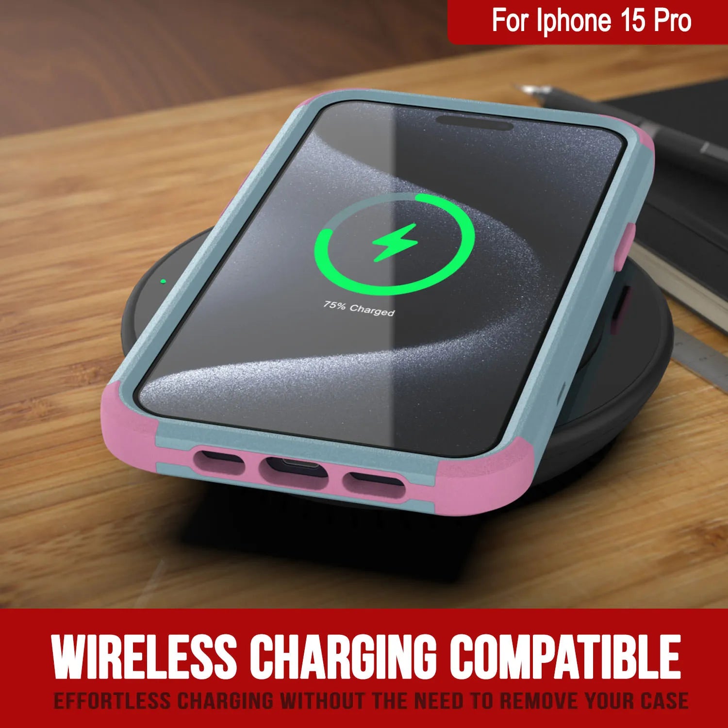 Punkcase for iPhone 15 Pro Belt Clip Multilayer Holster Case [Patron Series] [Mint-Pink]