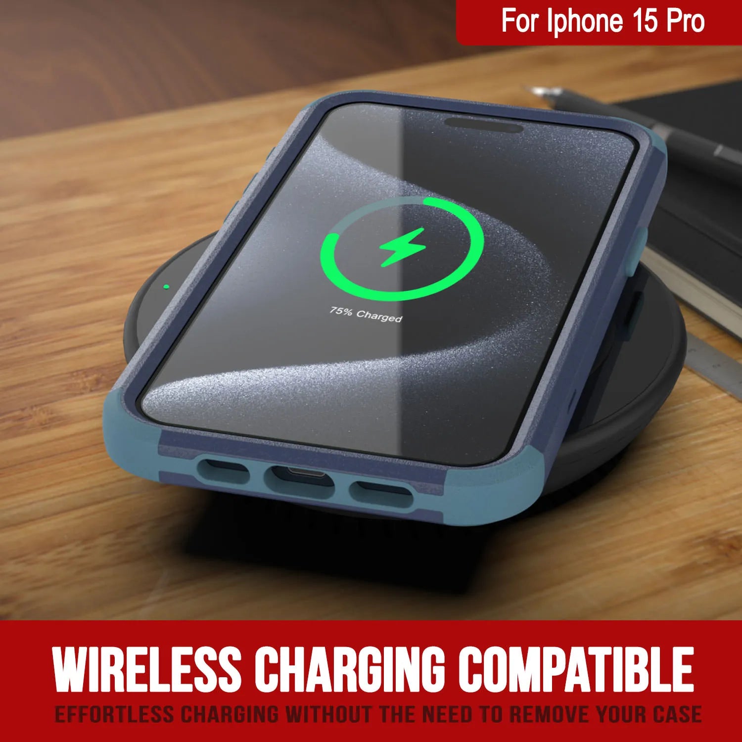 Punkcase for iPhone 15 Pro Belt Clip Multilayer Holster Case [Patron Series] [Navy Blue]