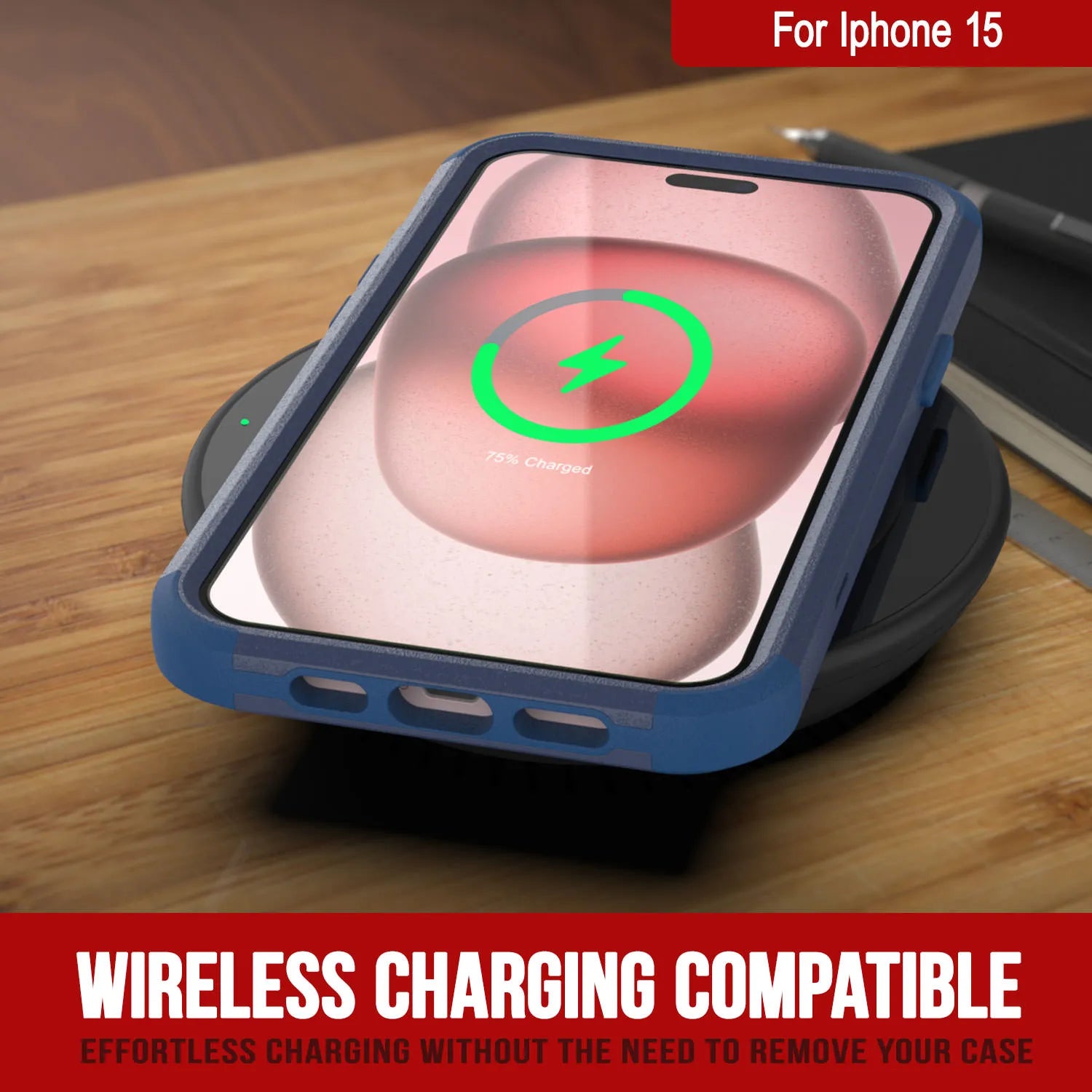 Punkcase for iPhone 15 Belt Clip Multilayer Holster Case [Patron Series] [Navy]