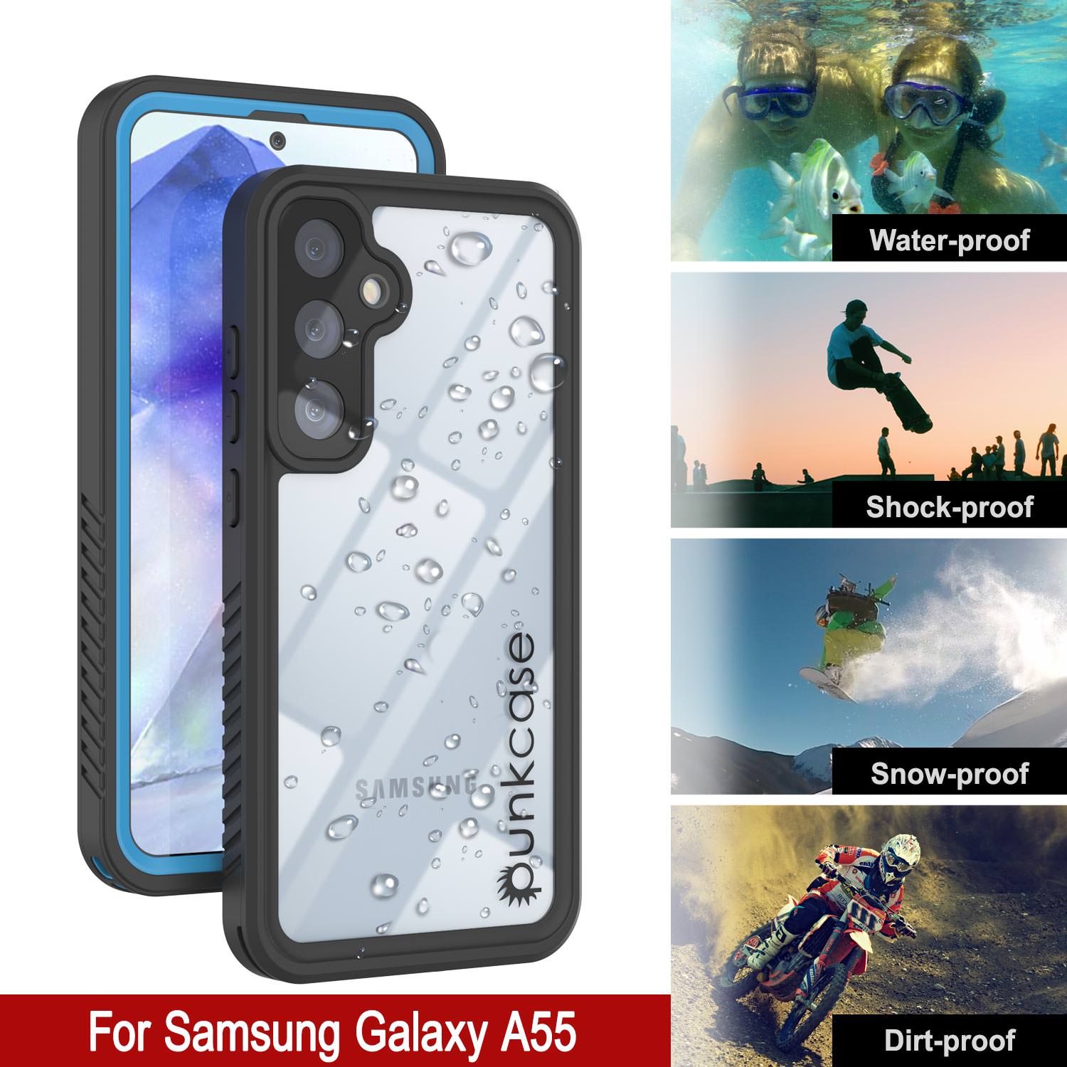 Galaxy A55 Water, Shock, Snow, dirt proof Extreme Series Slim Case [Light Blue]