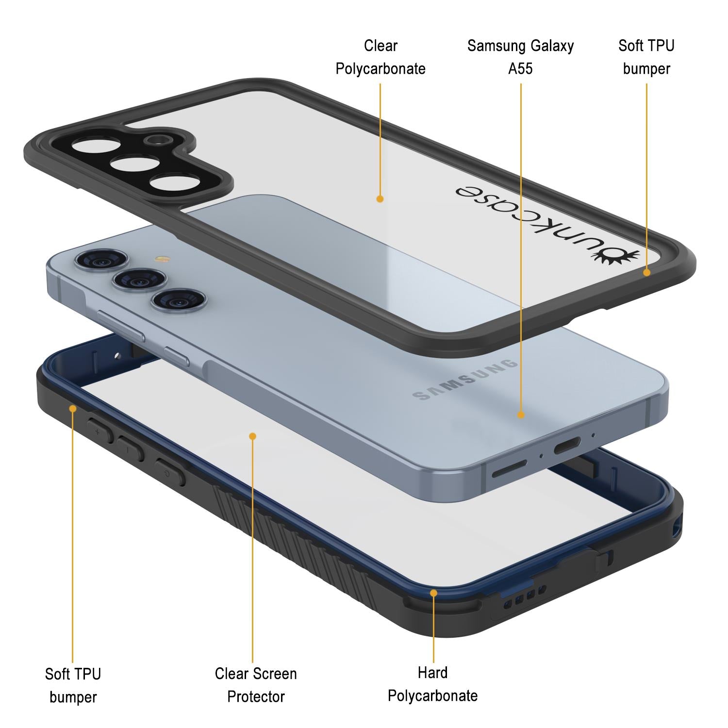 Galaxy A55 Water/ Shockproof [Extreme Series] With Screen Protector Case [Navy Blue]