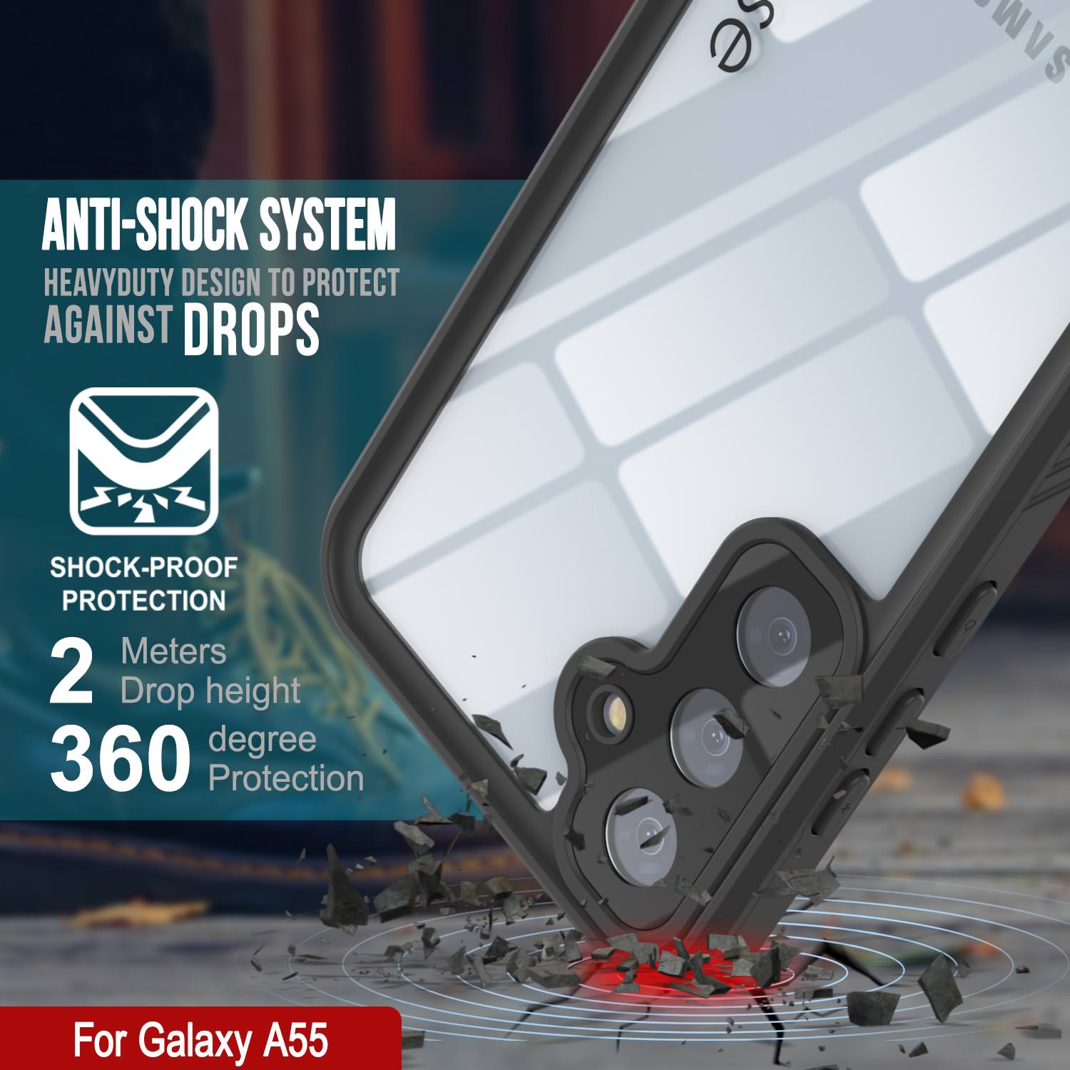 Galaxy A55 Water/ Shockproof [Extreme Series] With Screen Protector Case [Navy Blue]