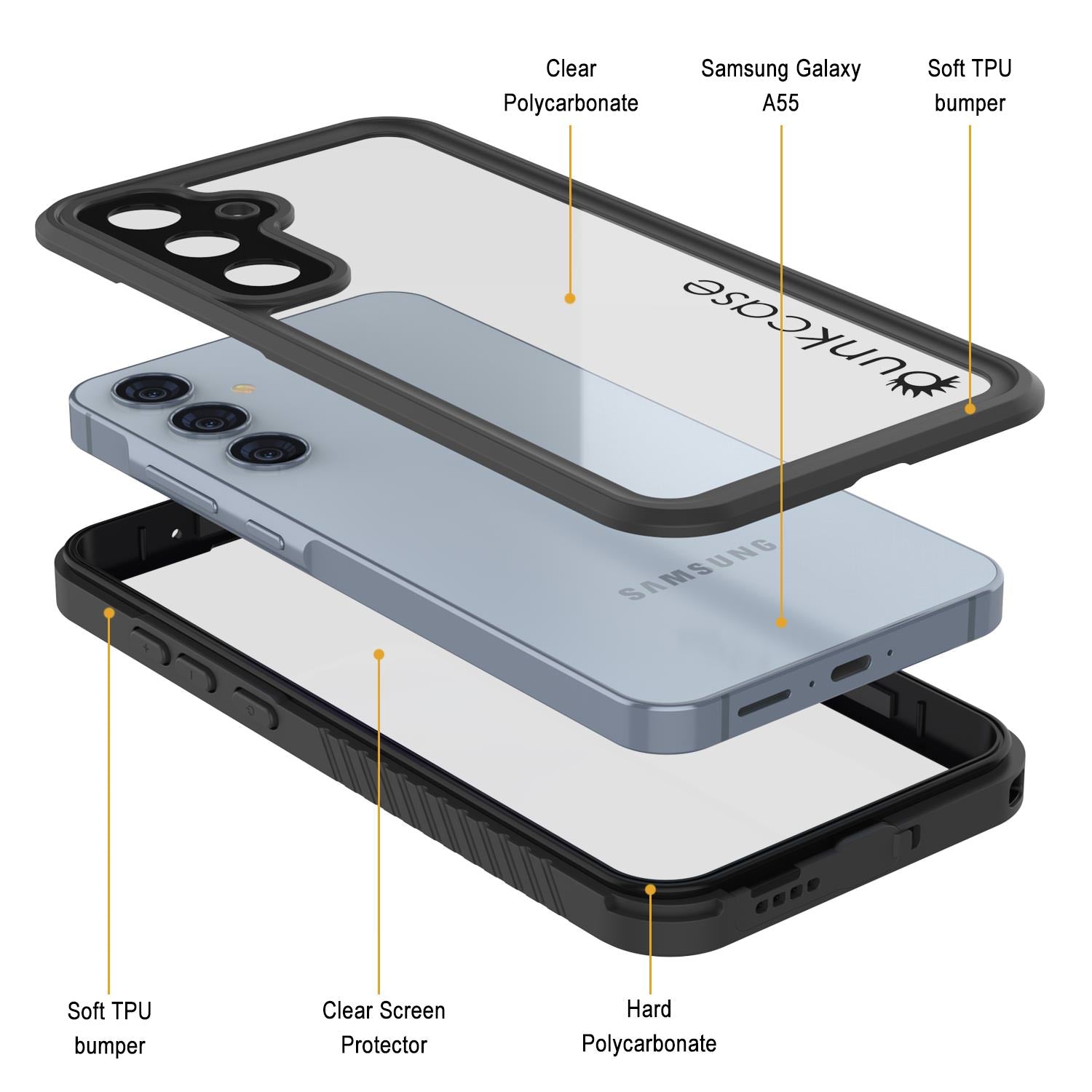 Galaxy A55 Water/ Shockproof [Extreme Series] With Screen Protector Case [Black]