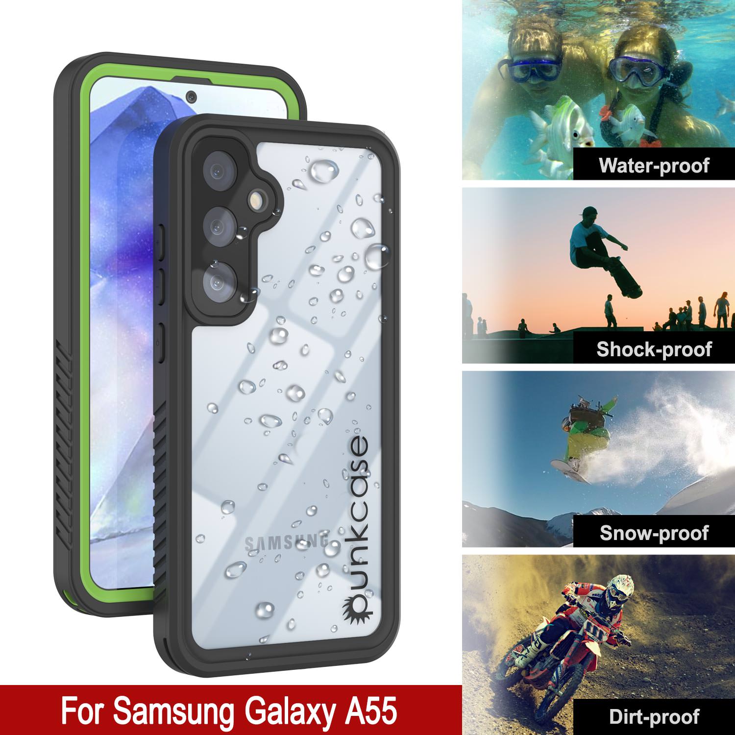 Galaxy A55 Water/ Shockproof [Extreme Series] Screen Protector Case [Light Green]