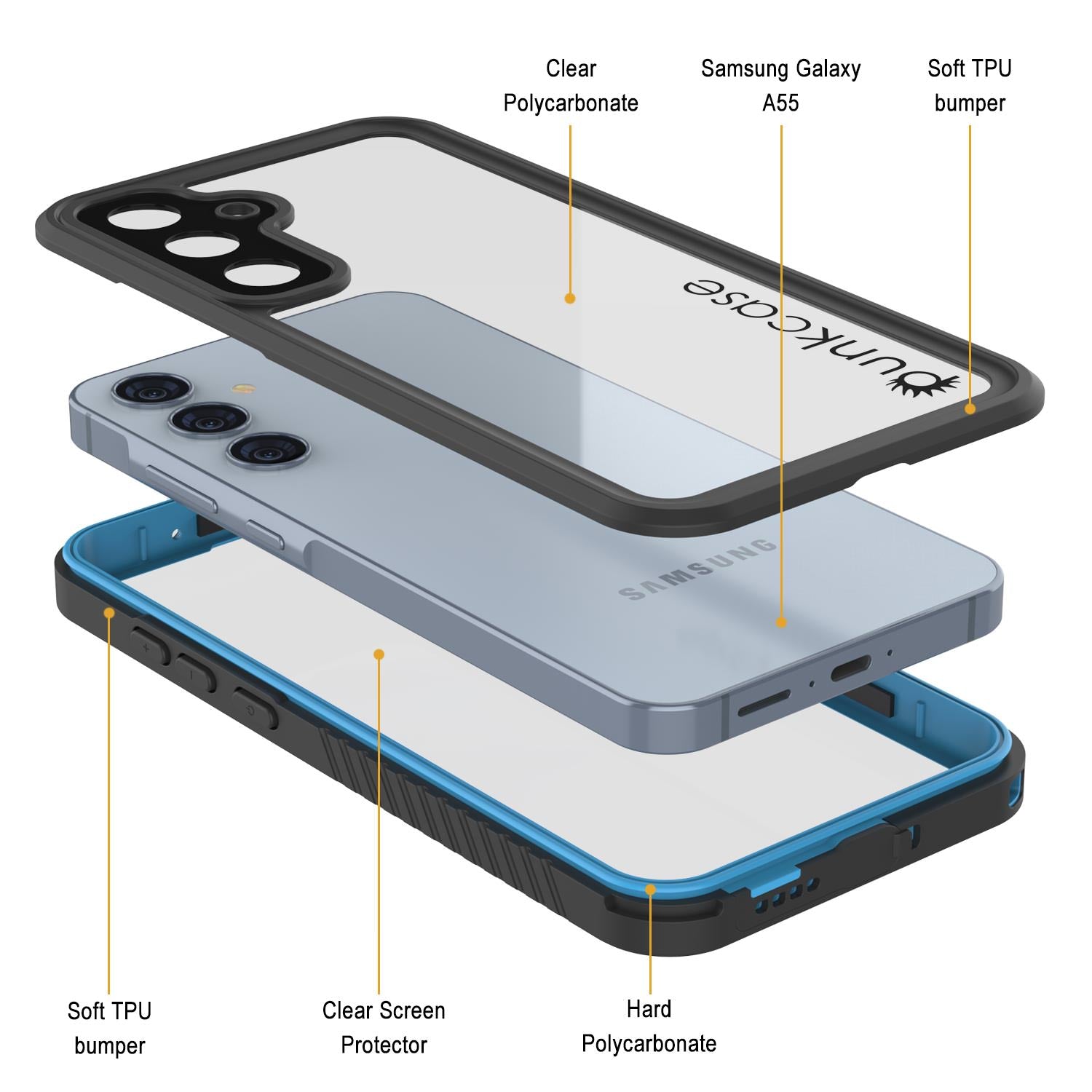 Galaxy A55 Water, Shock, Snow, dirt proof Extreme Series Slim Case [Light Blue]