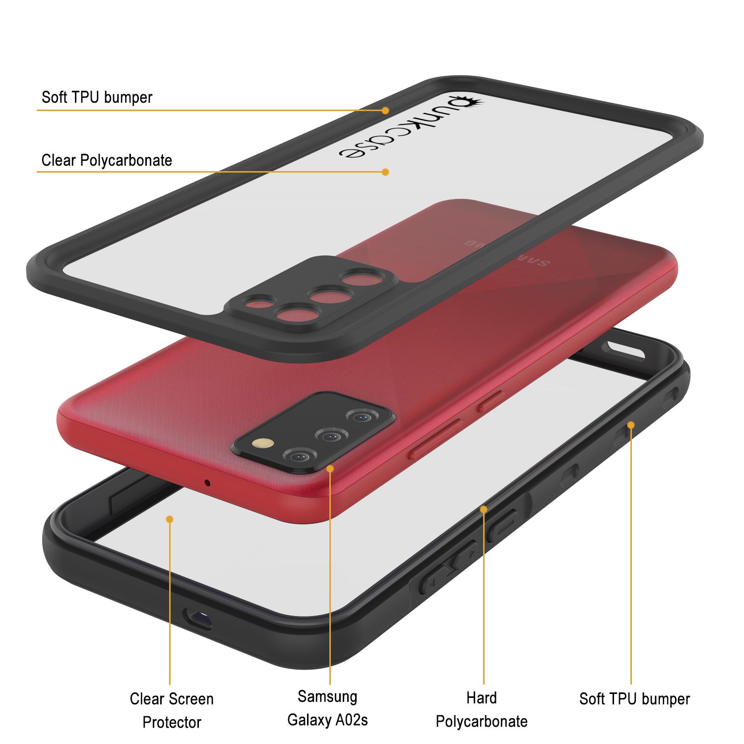 Galaxy A02s Waterproof Case PunkCase StudStar Black Thin 6.6ft Underwater IP68 Shock/Snow Proof