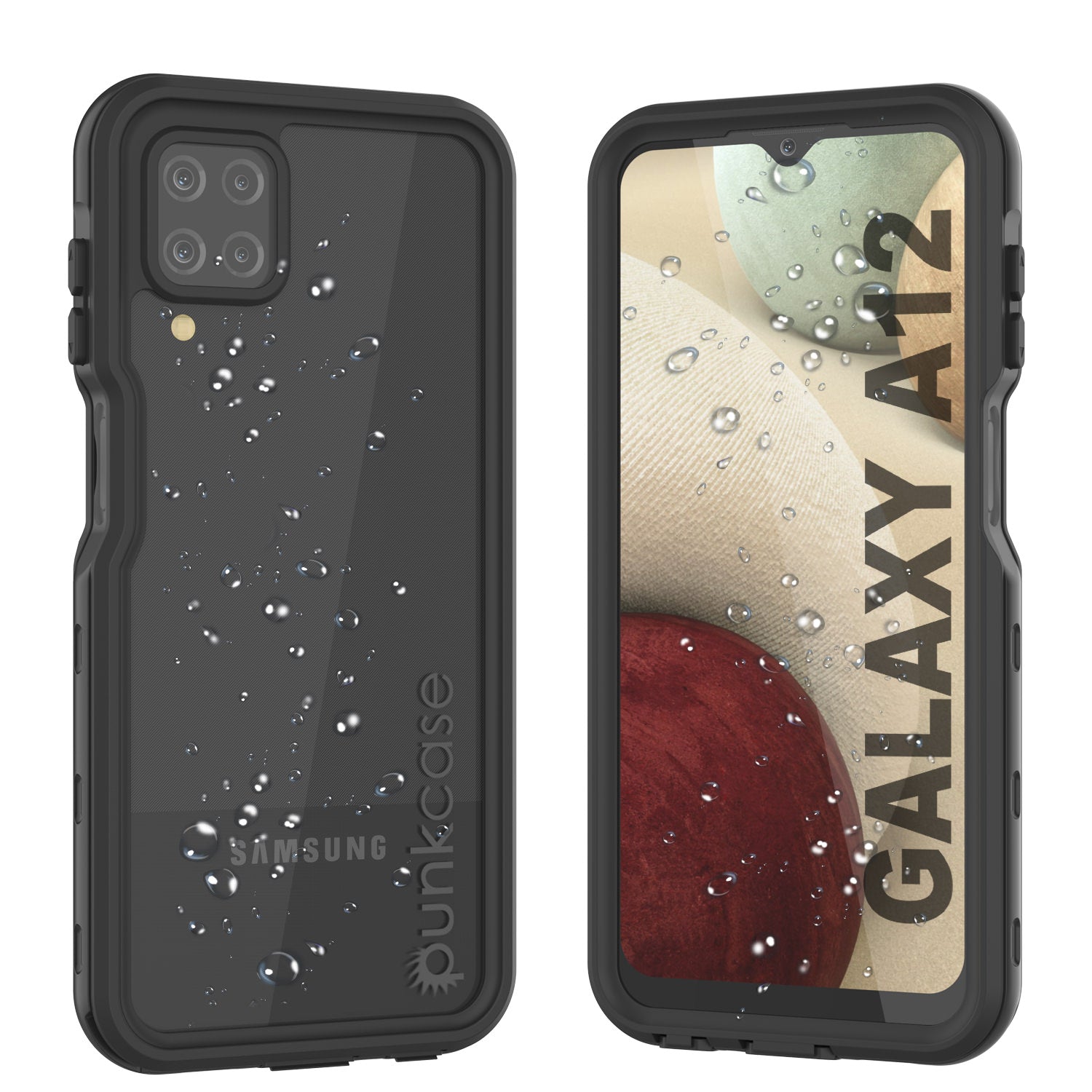 Galaxy A12 Waterproof Case PunkCase StudStar Black Thin