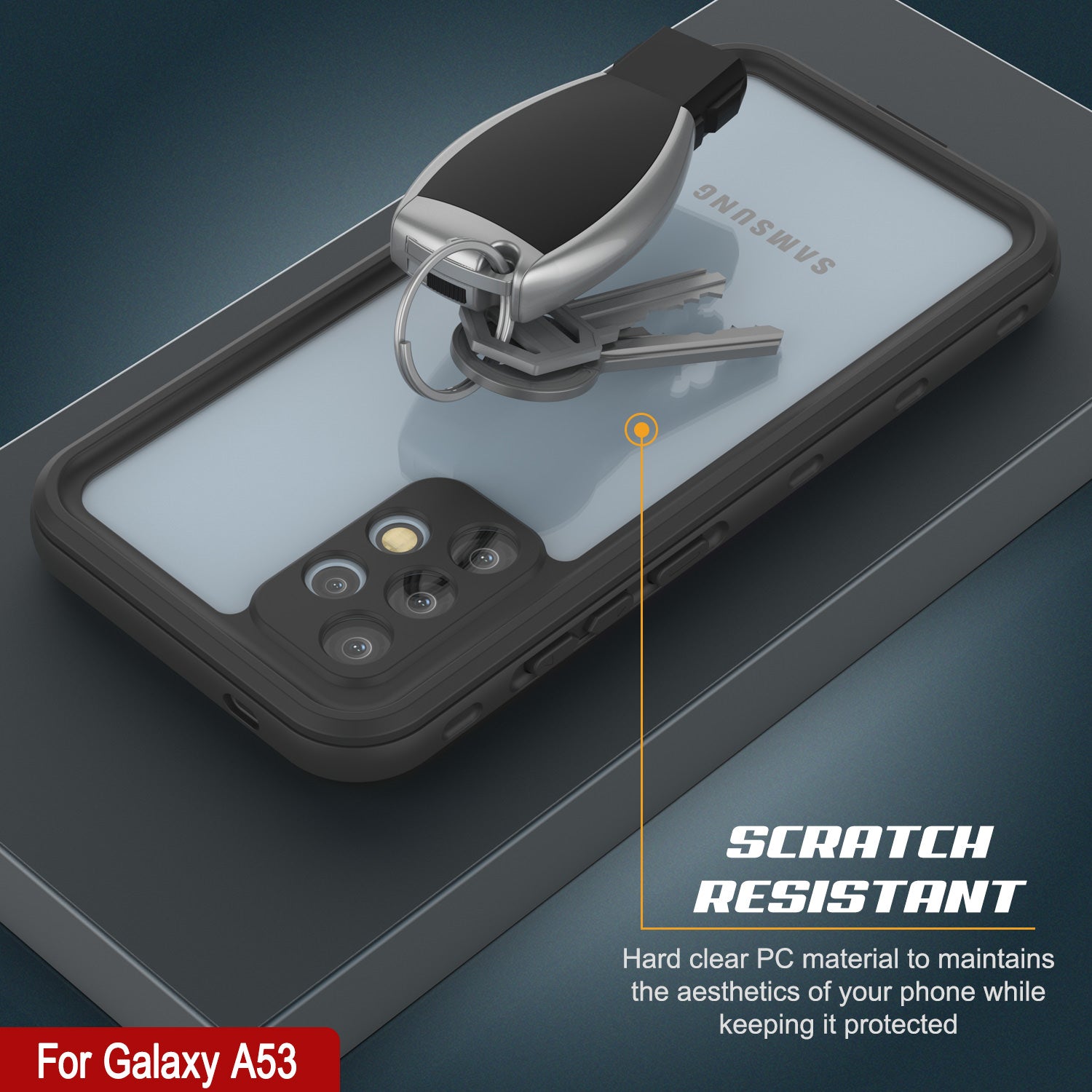 Galaxy A53 Waterproof Case PunkCase StudStar Black Thin 6.6ft Underwater IP68 Shock/Snow Proof