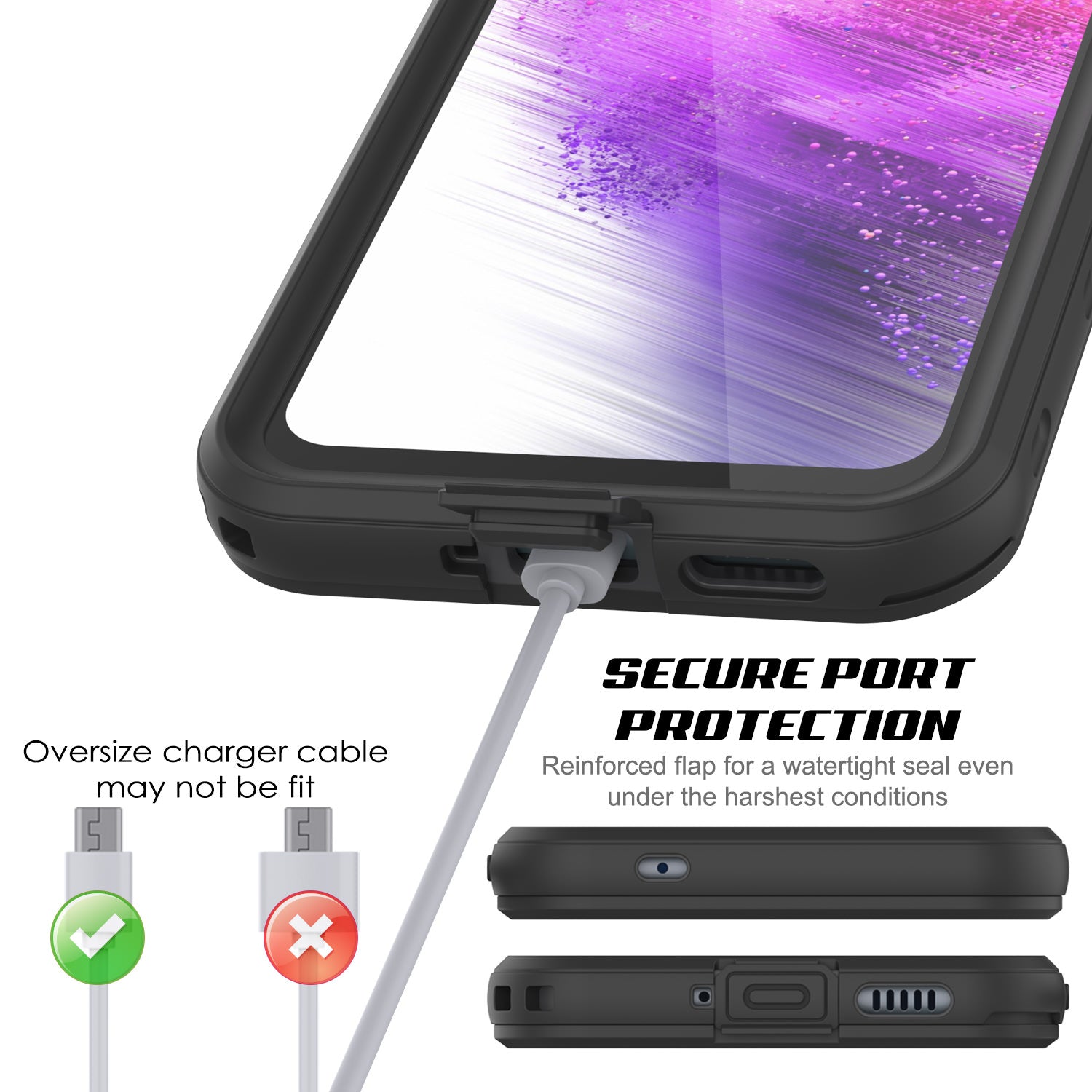 Galaxy A53 Waterproof Case PunkCase StudStar Black Thin 6.6ft Underwater IP68 Shock/Snow Proof