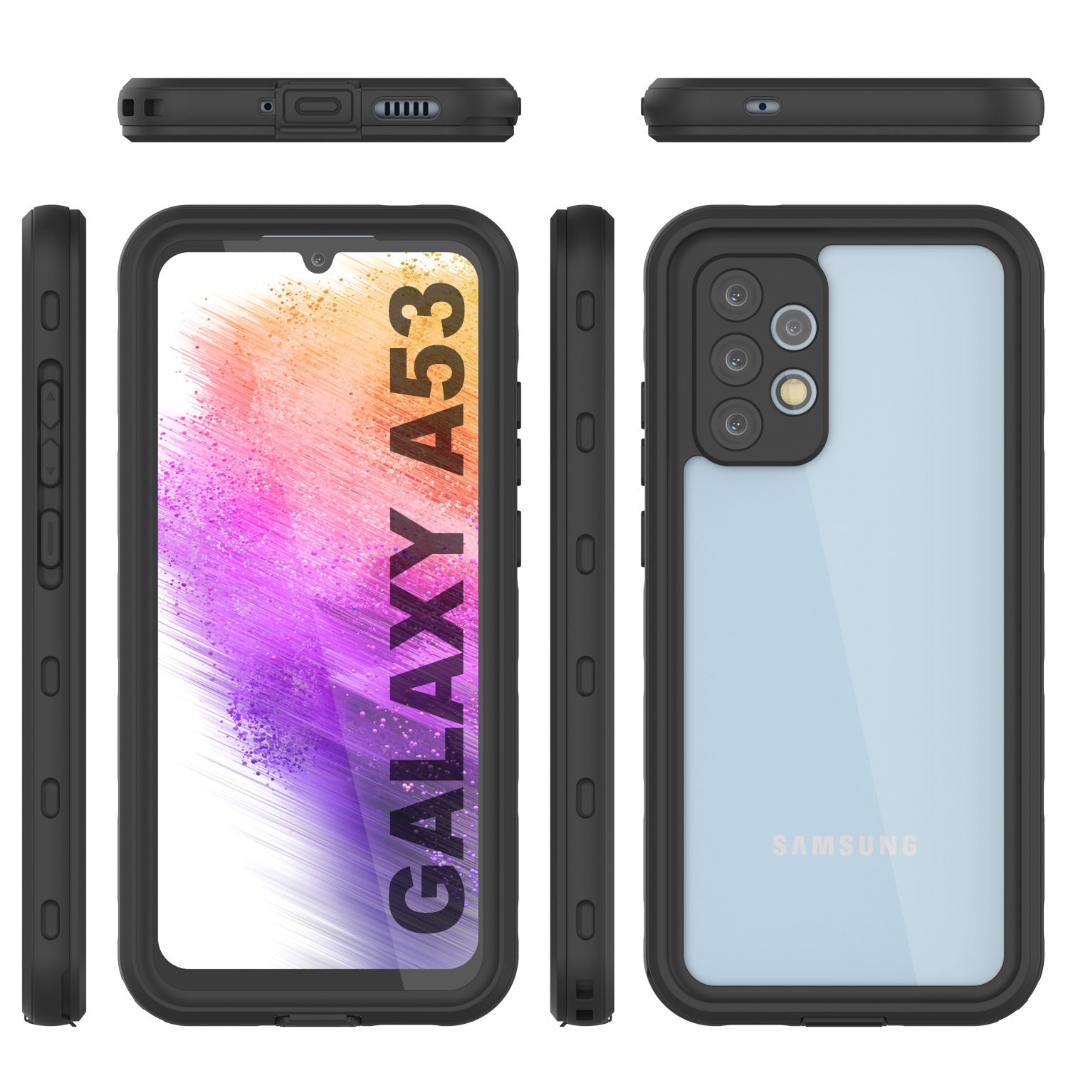 Galaxy A53 Waterproof Case PunkCase StudStar Black Thin 6.6ft Underwater IP68 Shock/Snow Proof
