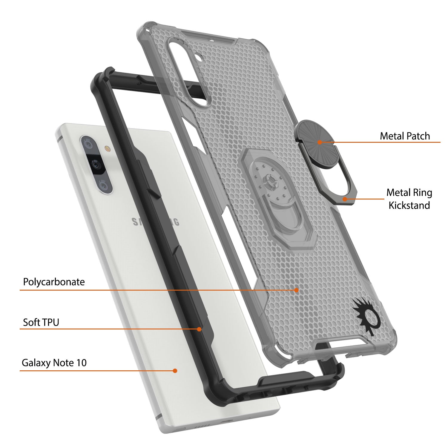 Punkcase Galaxy Note 10 Case [Magnetix 2.0 Series] Clear Protective TPU Cover W/Kickstand [Black]