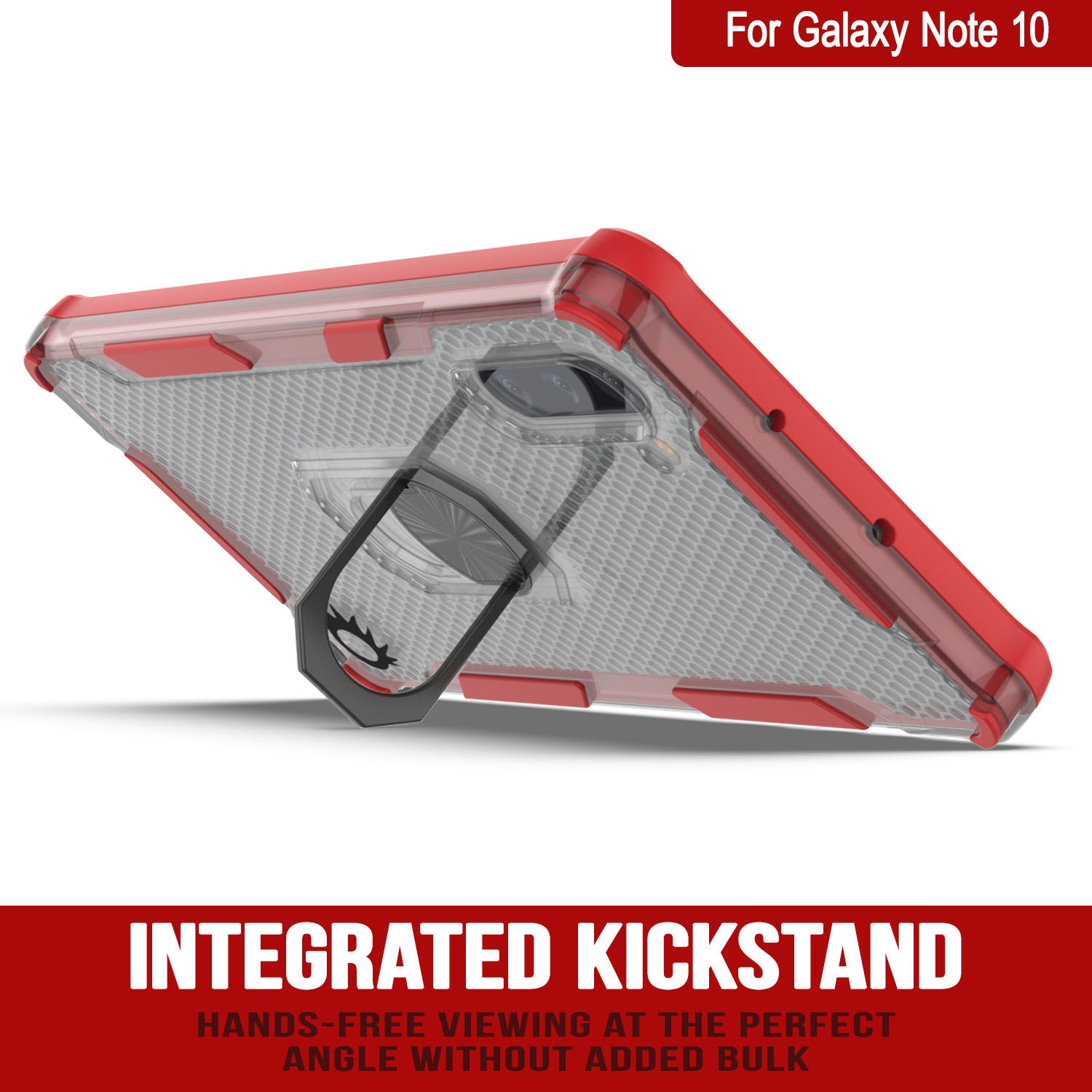 Punkcase Galaxy Note 10 Case [Magnetix 2.0 Series] Clear Protective TPU Cover W/Kickstand [Red]