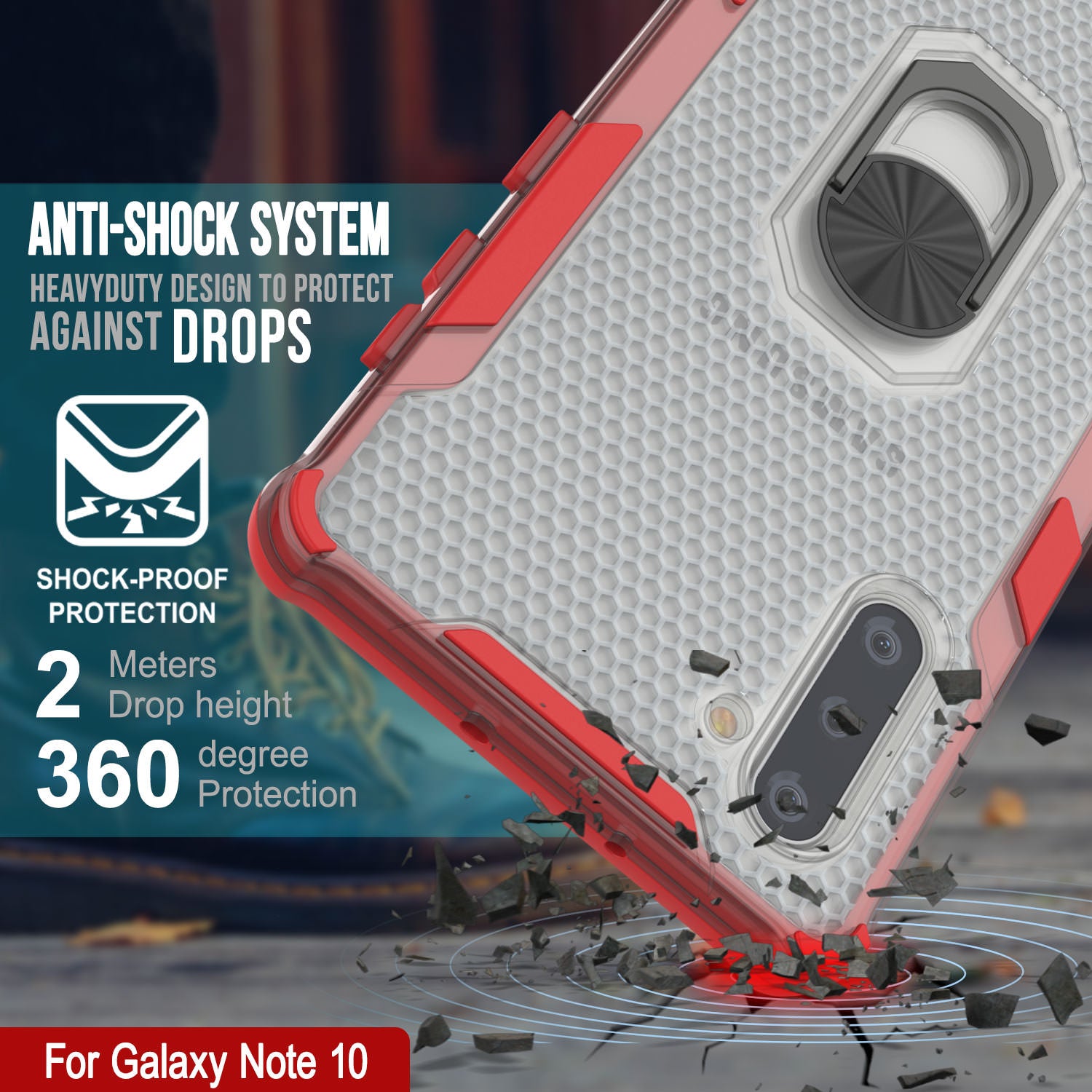 Punkcase Galaxy Note 10 Case [Magnetix 2.0 Series] Clear Protective TPU Cover W/Kickstand [Red]