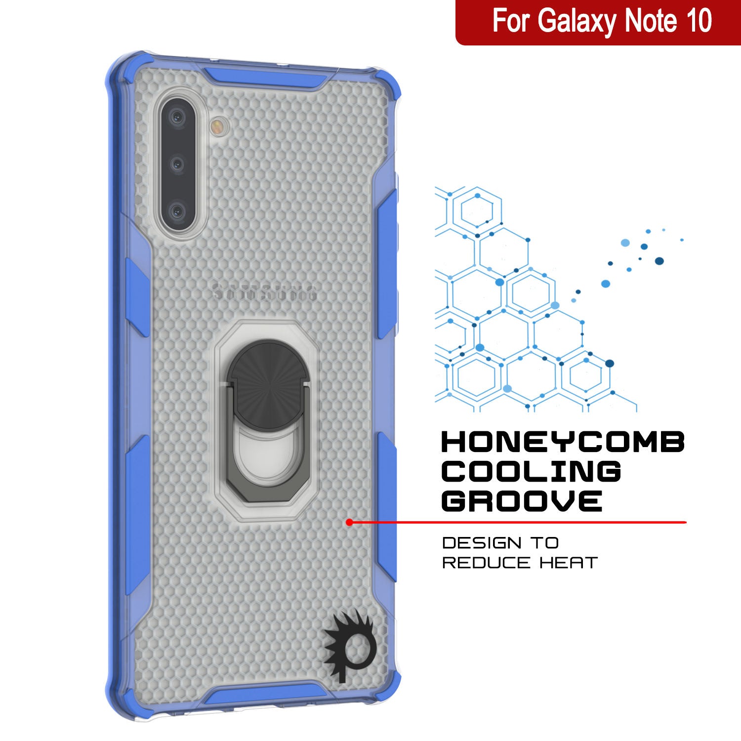 Punkcase Galaxy Note 10 Case [Magnetix 2.0 Series] Clear Protective TPU Cover W/Kickstand [Blue]