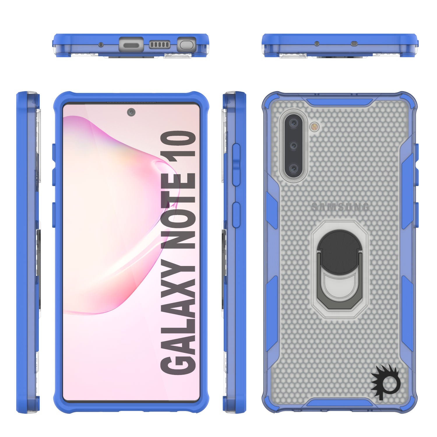Punkcase Galaxy Note 10 Case [Magnetix 2.0 Series] Clear Protective TPU Cover W/Kickstand [Blue]