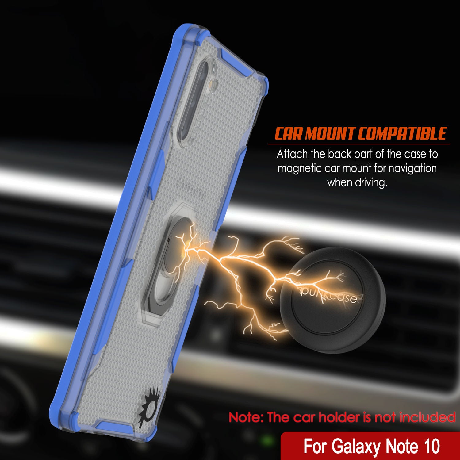 Punkcase Galaxy Note 10 Case [Magnetix 2.0 Series] Clear Protective TPU Cover W/Kickstand [Blue]