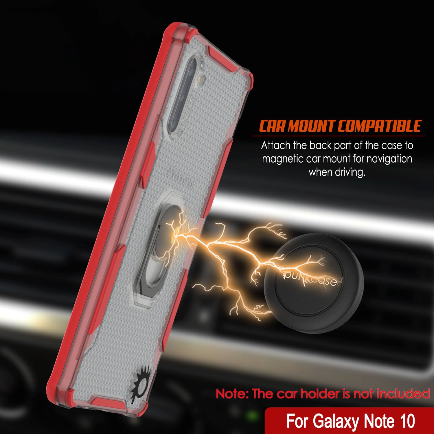 Punkcase Galaxy Note 10 Case [Magnetix 2.0 Series] Clear Protective TPU Cover W/Kickstand [Red]