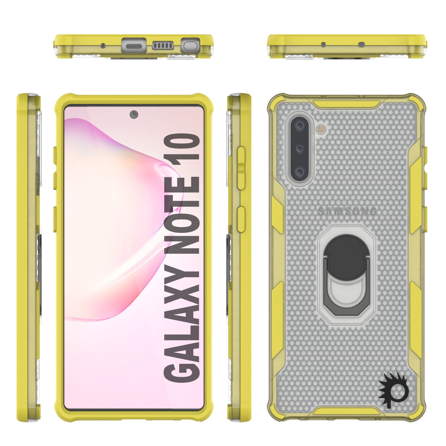 Punkcase Galaxy Note 10 Case [Magnetix 2.0 Series] Clear Protective TPU Cover W/Kickstand [Yellow]