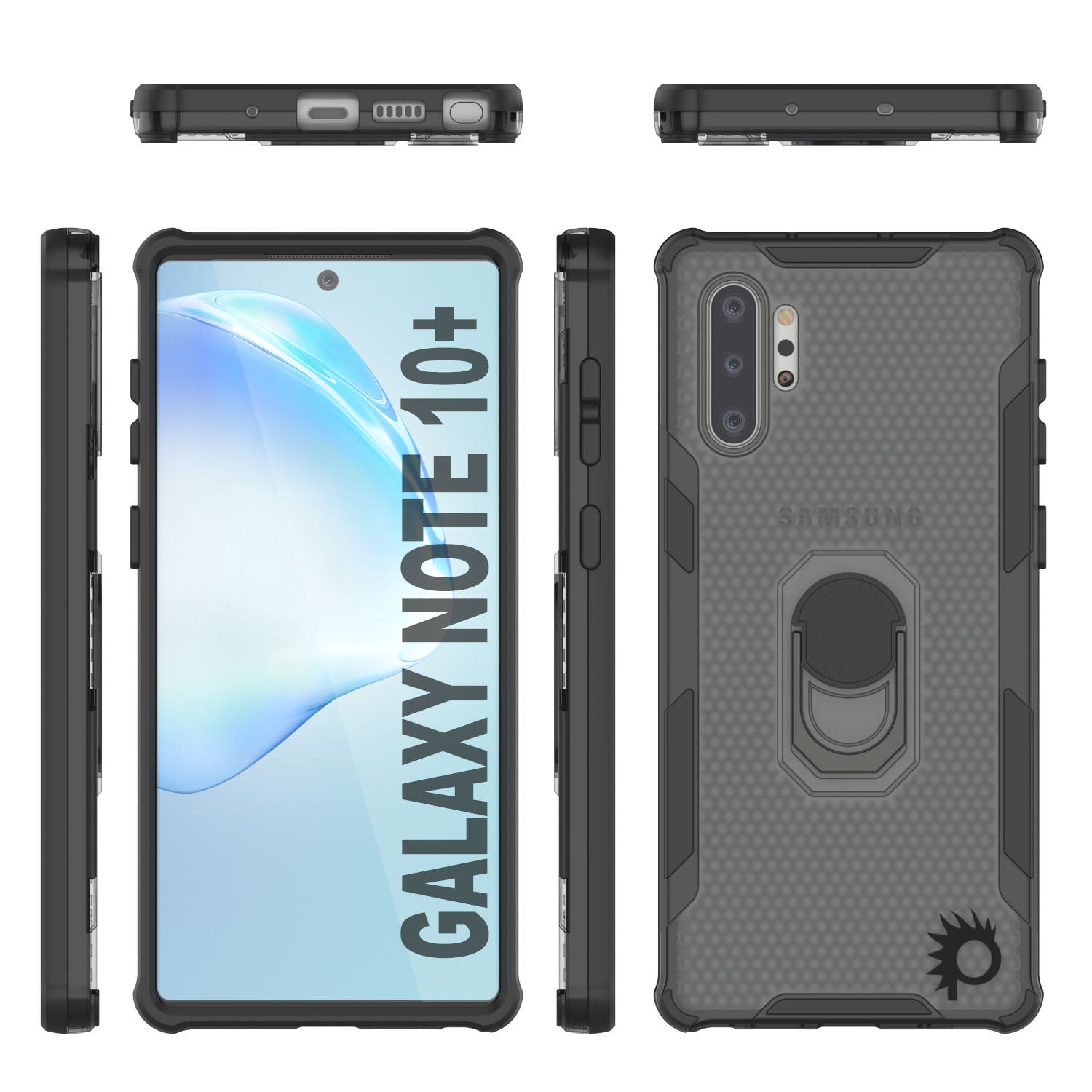 Punkcase Galaxy Note 10 Plus Case [Magnetix 2.0 Series] Clear Protective TPU Cover W/Kickstand [Black]