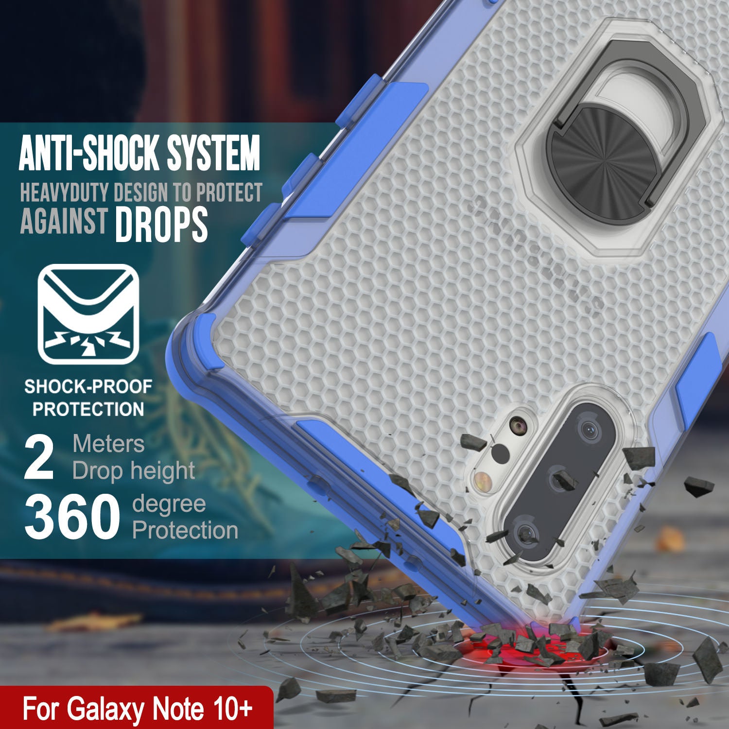 Punkcase Galaxy Note 10 Plus Case [Magnetix 2.0 Series] Clear Protective TPU Cover W/Kickstand [Blue]