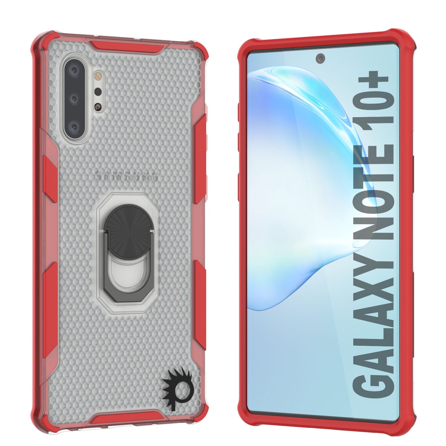 Punkcase Galaxy Note 10 Plus Case [Magnetix 2.0 Series] Clear Protective TPU Cover W/Kickstand [Red]