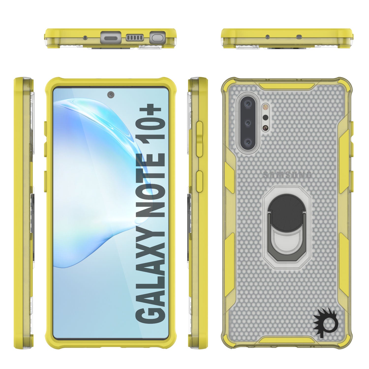 Punkcase Galaxy Note 10 Plus Case [Magnetix 2.0 Series] Clear Protective TPU Cover W/Kickstand [Yellow]