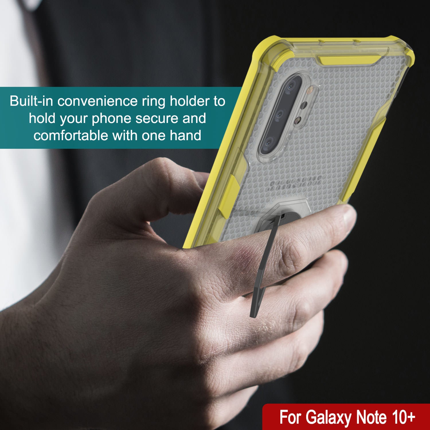 Punkcase Galaxy Note 10 Plus Case [Magnetix 2.0 Series] Clear Protective TPU Cover W/Kickstand [Yellow]