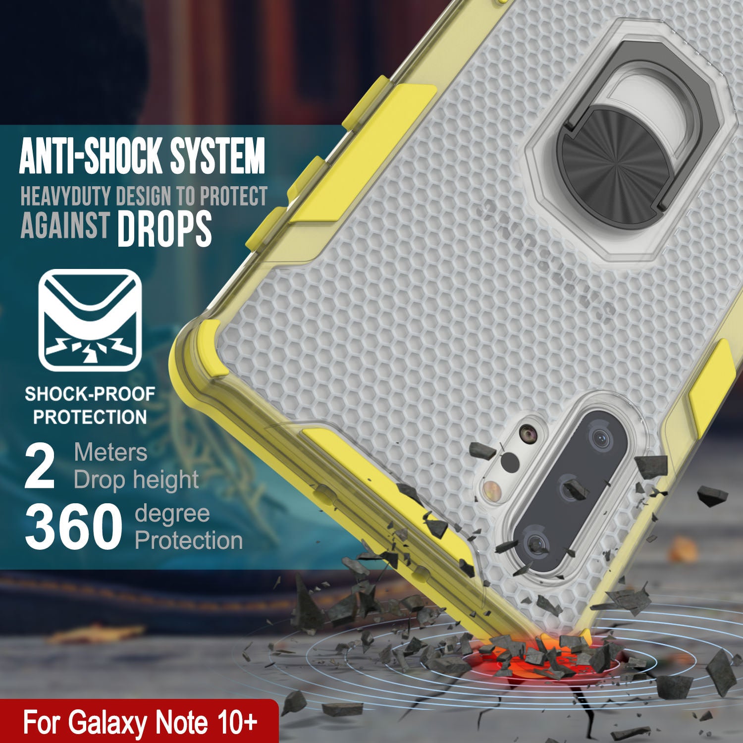 Punkcase Galaxy Note 10 Plus Case [Magnetix 2.0 Series] Clear Protective TPU Cover W/Kickstand [Yellow]