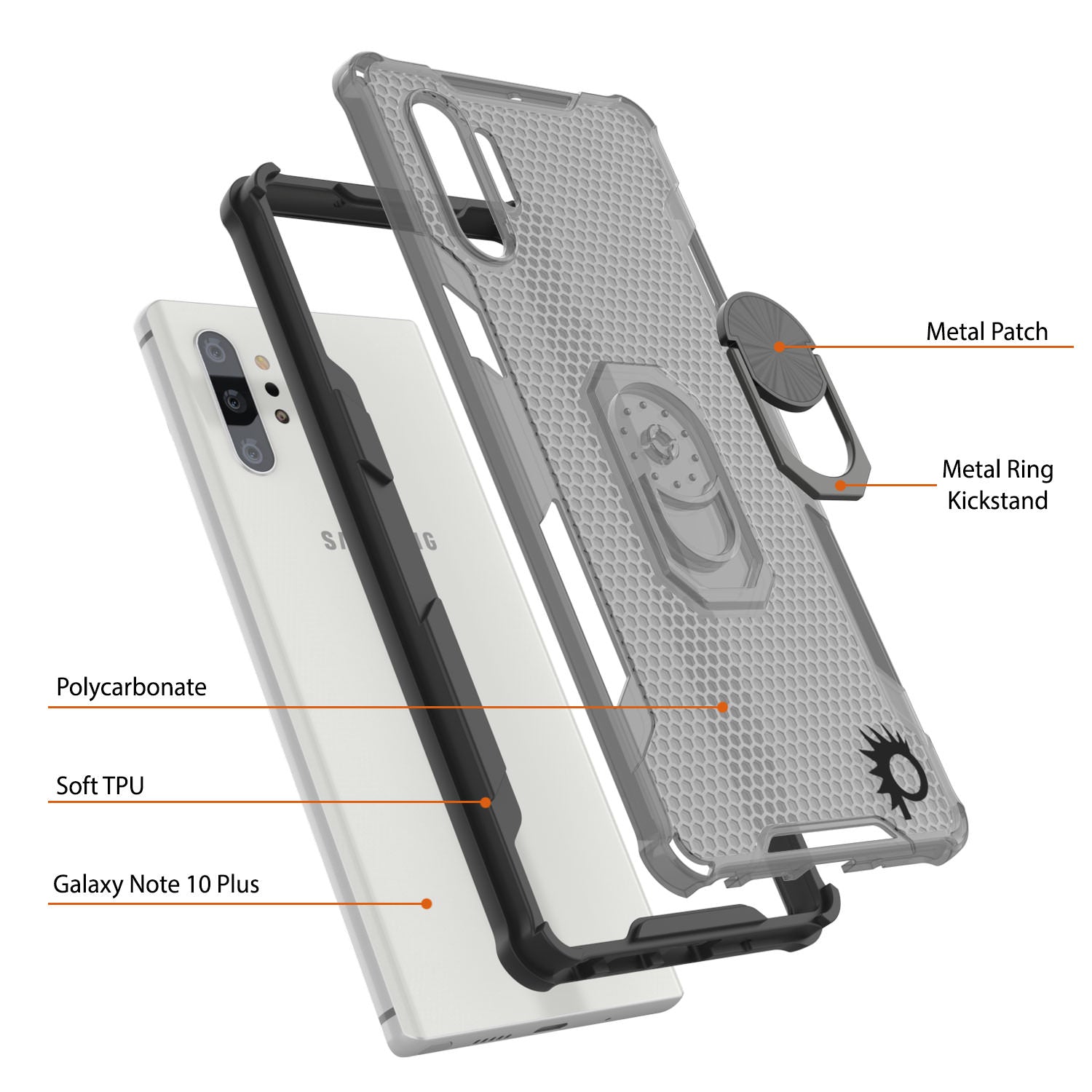 Punkcase Galaxy Note 10 Plus Case [Magnetix 2.0 Series] Clear Protective TPU Cover W/Kickstand [Black]