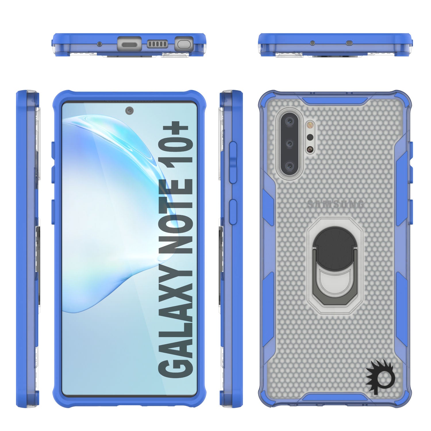 Punkcase Galaxy Note 10 Plus Case [Magnetix 2.0 Series] Clear Protective TPU Cover W/Kickstand [Blue]